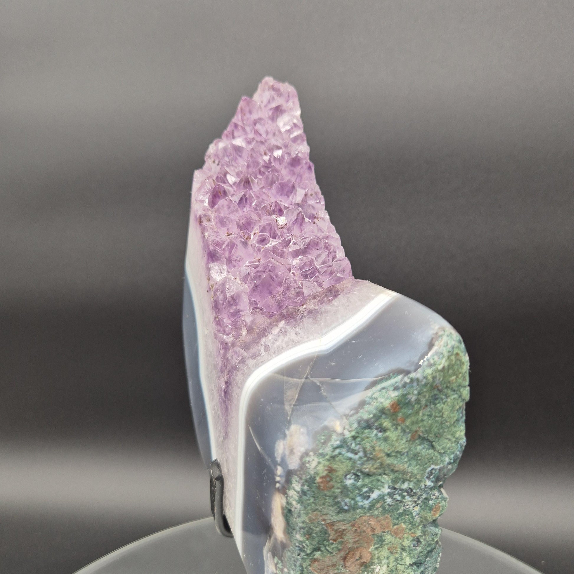 Amethyst with Blue Banded Agate on Stand Brazil 10x6x2 4.06 lbs Crystal Hoarder