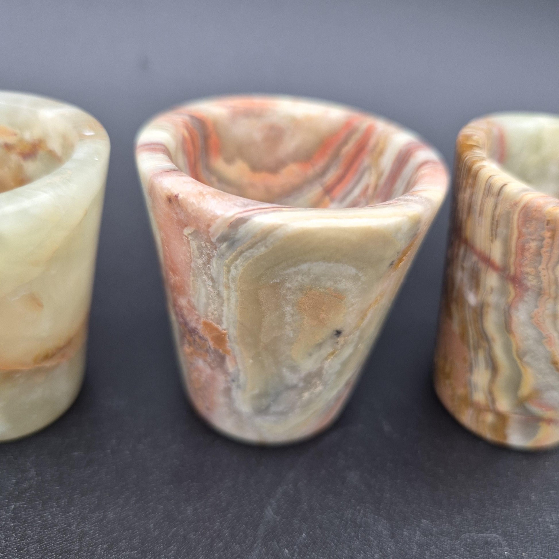 Set of 6 Green Onyx Shot Glasses | Natural Stone Drinkware | Hand Carved Crystal Cups | 2.25 inch Crystal Hoarder