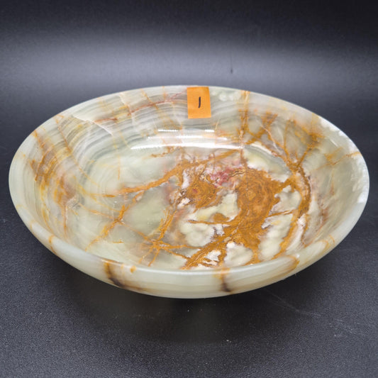 8 inch Polished Green Onyx Bowl | Natural Stone Crystal Dish | 2.5 inch Tall | 1.5 lbs | Choose 1 of 4