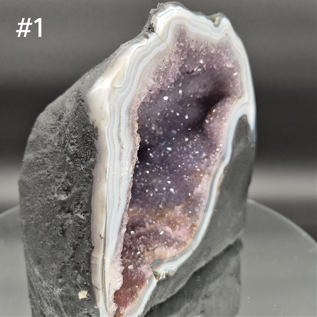 AAA+ Deep Galaxy Amethyst Cathedral Blue Banded Agate Brazil Choose Your Piece 11.48 lbs or 10.17 lbs Crystal Hoarder