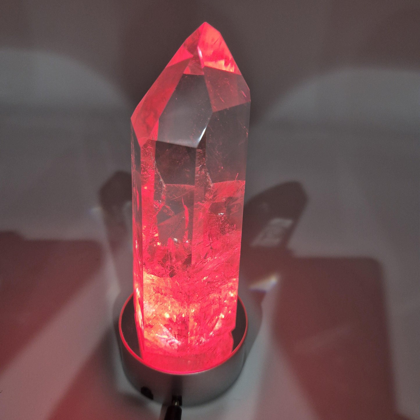 Water Clear Quartz Crystal Point with Inclusions - Brazil, 11oz Natural Specimen (Optional LED Base) Crystal Hoarder