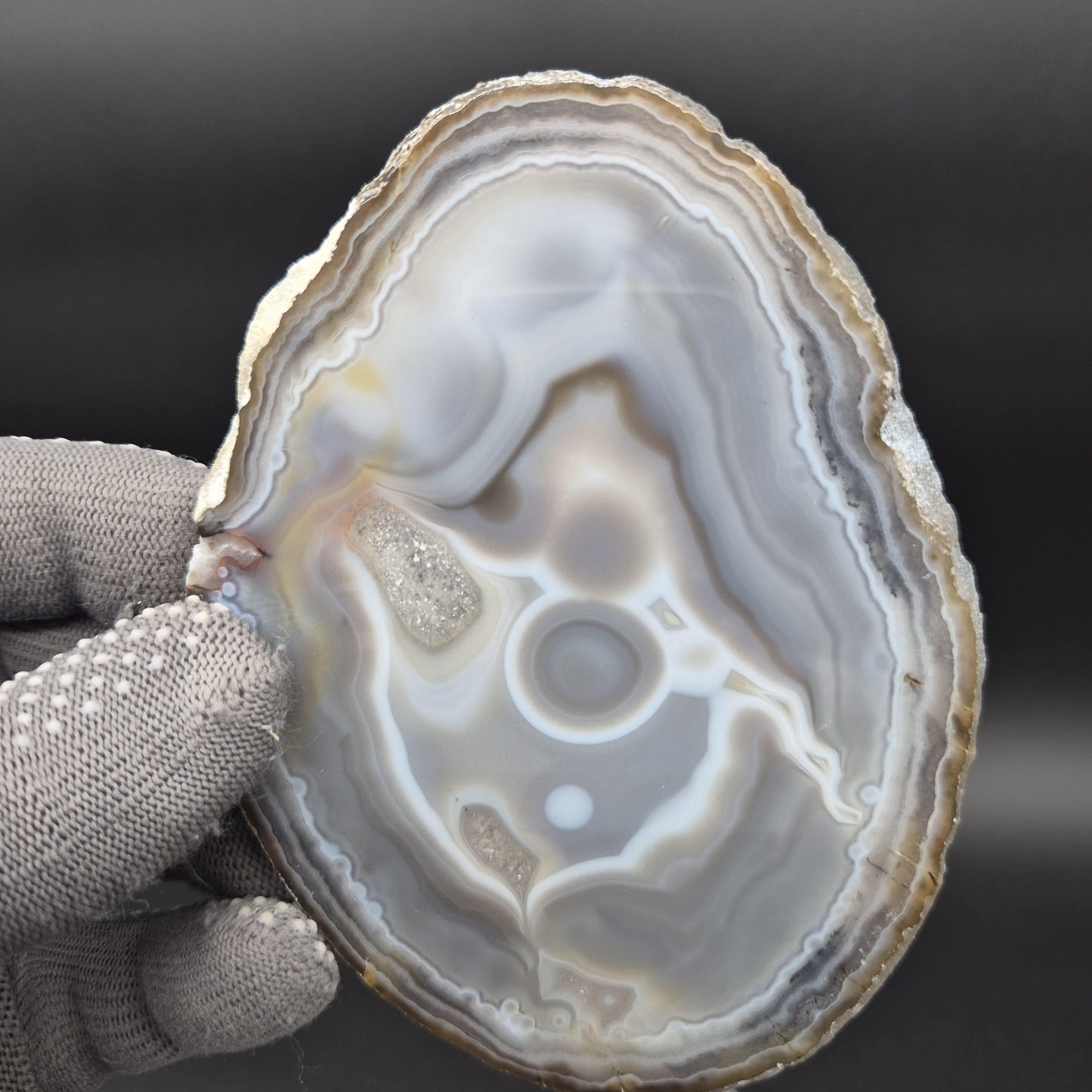Natural Translucent Agate Slices - Set of 3 | 4in, 4.5in, 5in | Polished Quartz Crystal Decor | 0.55 lbs Crystal Hoarder
