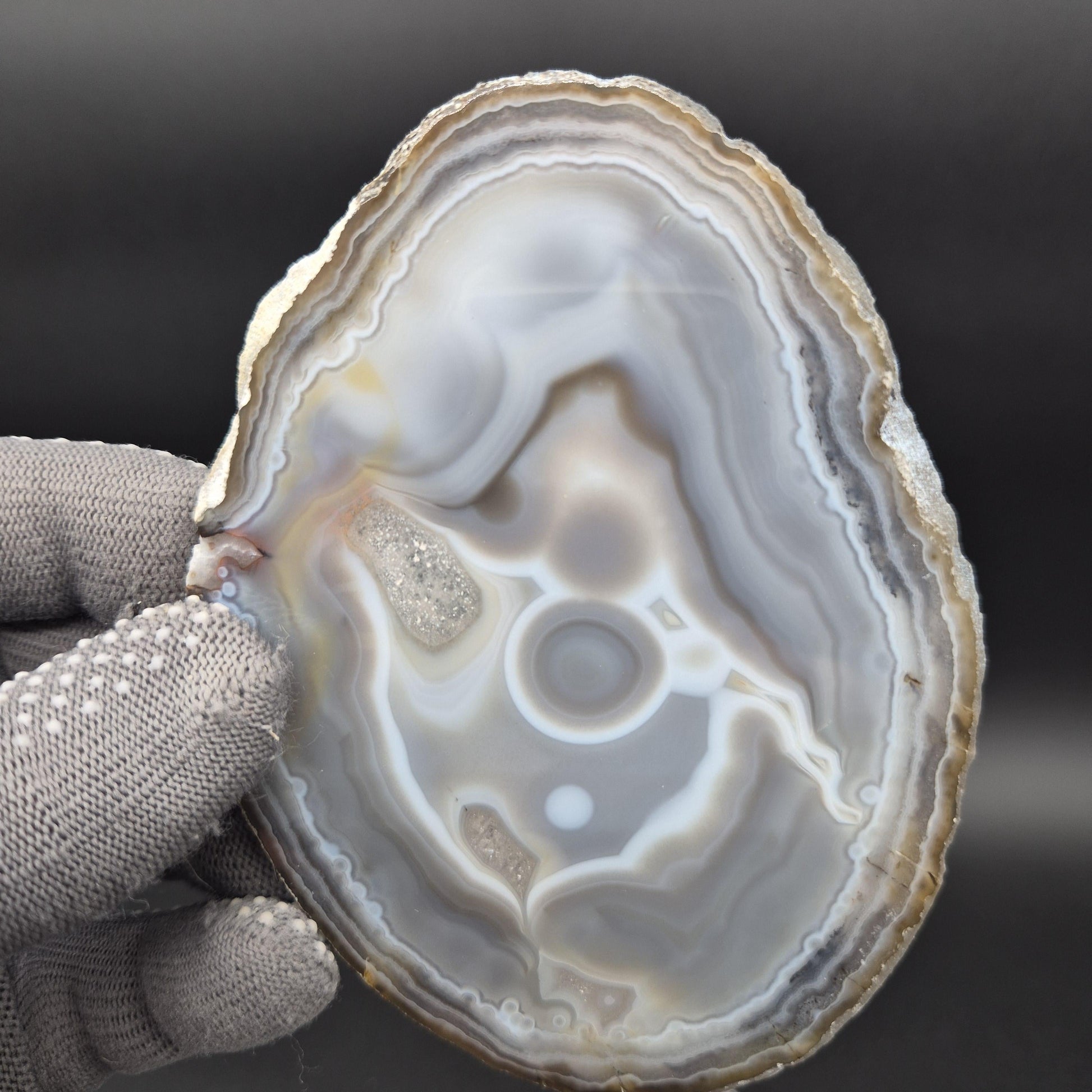 Natural Translucent Agate Slices - Set of 3 | 4in, 4.5in, 5in | Polished Quartz Crystal Decor | 0.55 lbs Crystal Hoarder