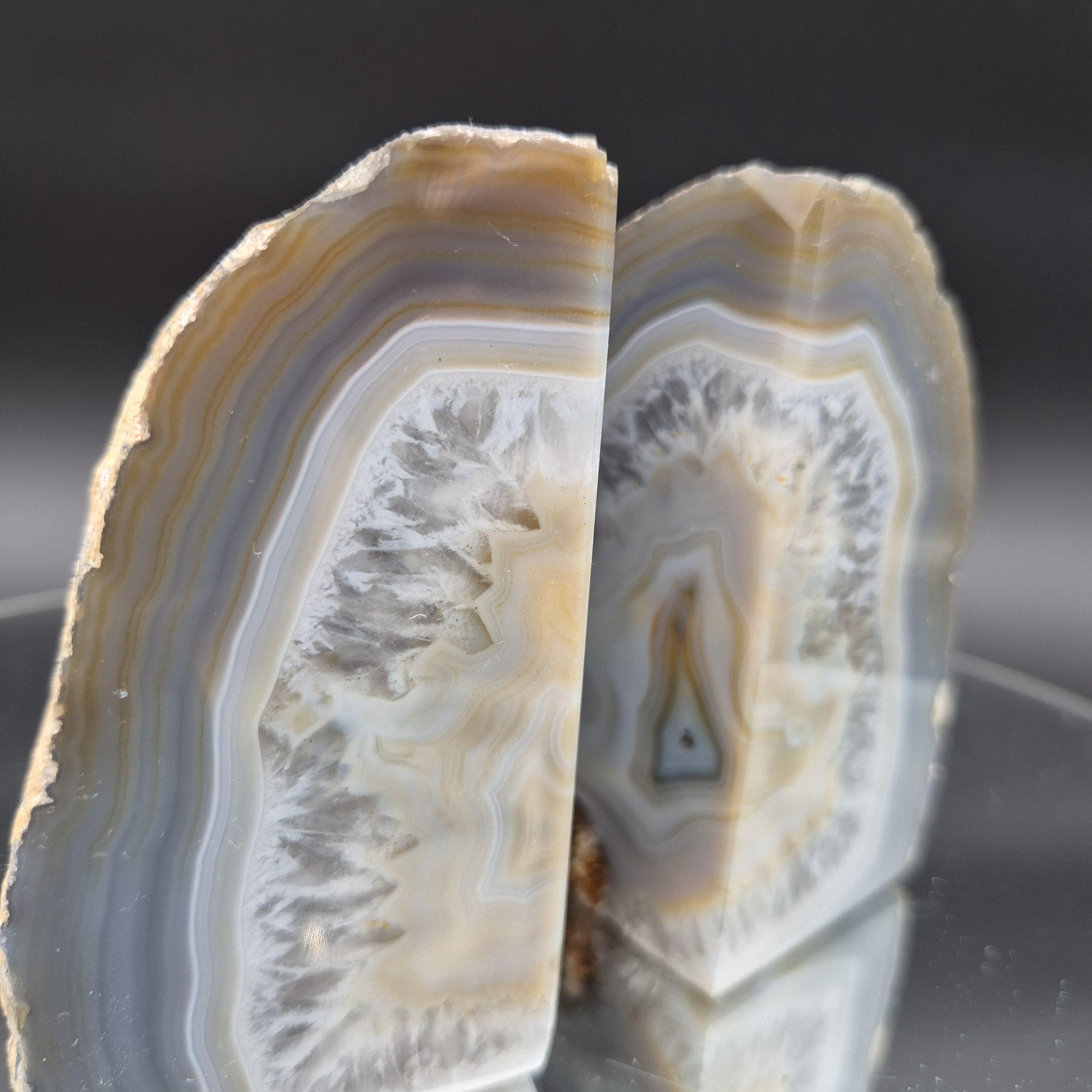 Two in One 2 Sided Blue Banded Agate Bookends from Brazil 1.44 lbs Crystal Hoarder