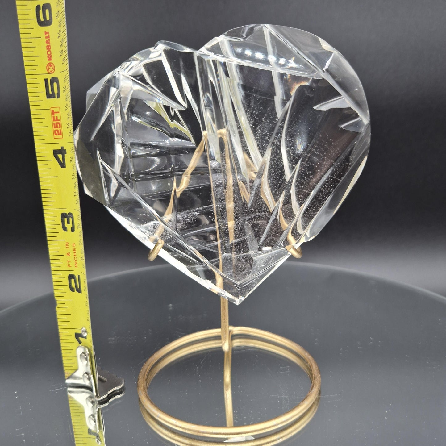 AAA+ Water Clear Quartz Faceted Heart - Hand Carved Brazil - 1.23 lbs - 5.5 x 4.5in - Rare One of a Kind Crystal Crystal Hoarder
