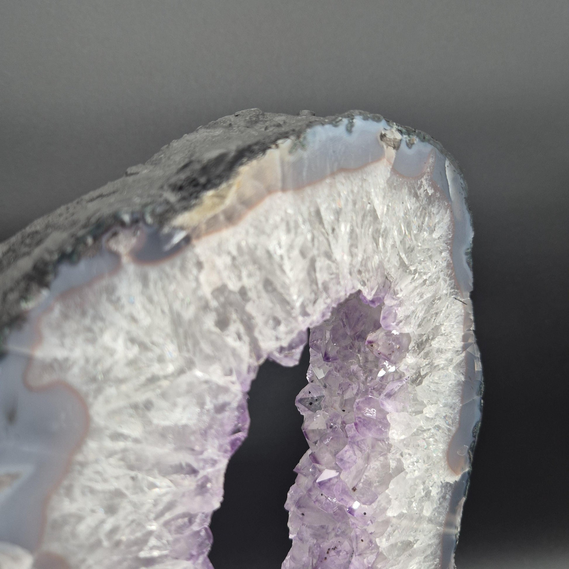 Amethyst Portal with Blue and Pink Agate Brazil 12x6.5x1.5 5.75 lbs Crystal Hoarder