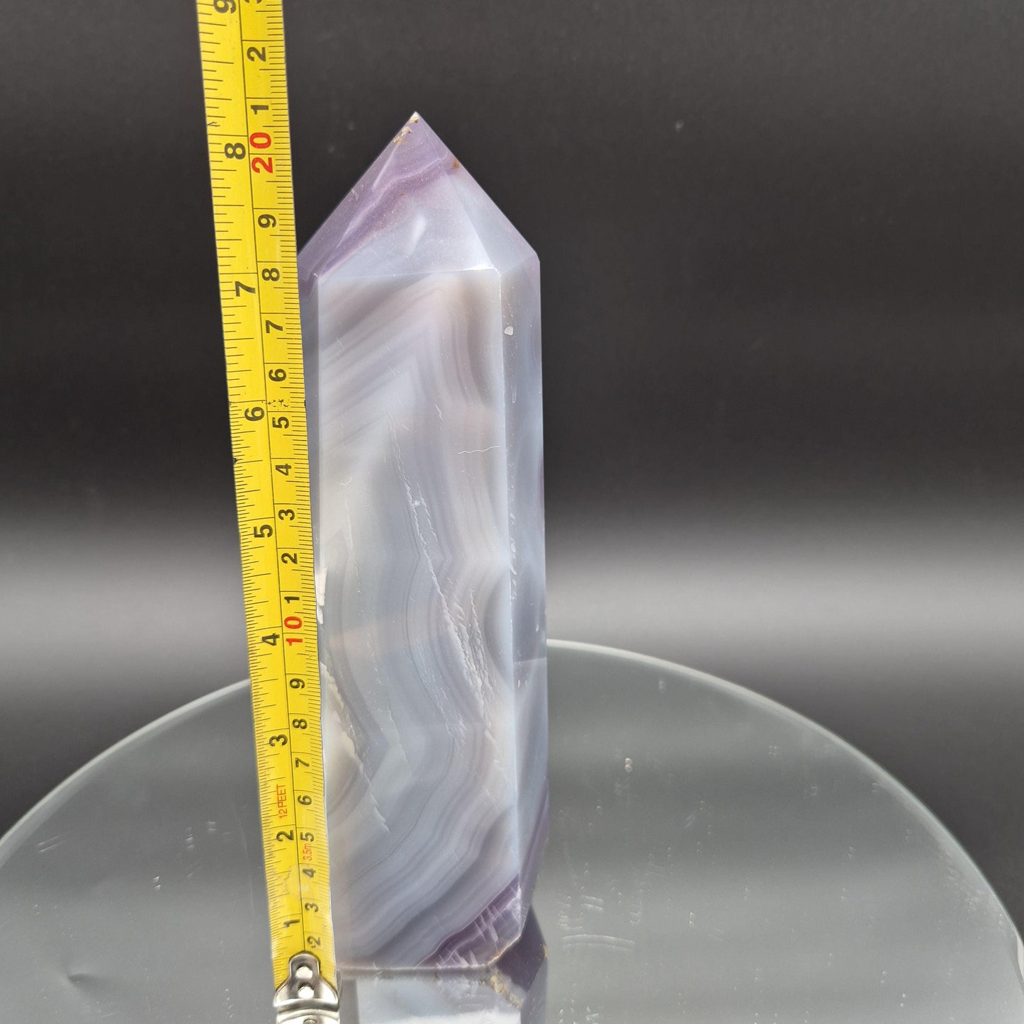 Blue Banded Agate Tower from Brazil – Polished Crystal Point – 3.01 lb 8.5" Display Specimen Crystal Hoarder