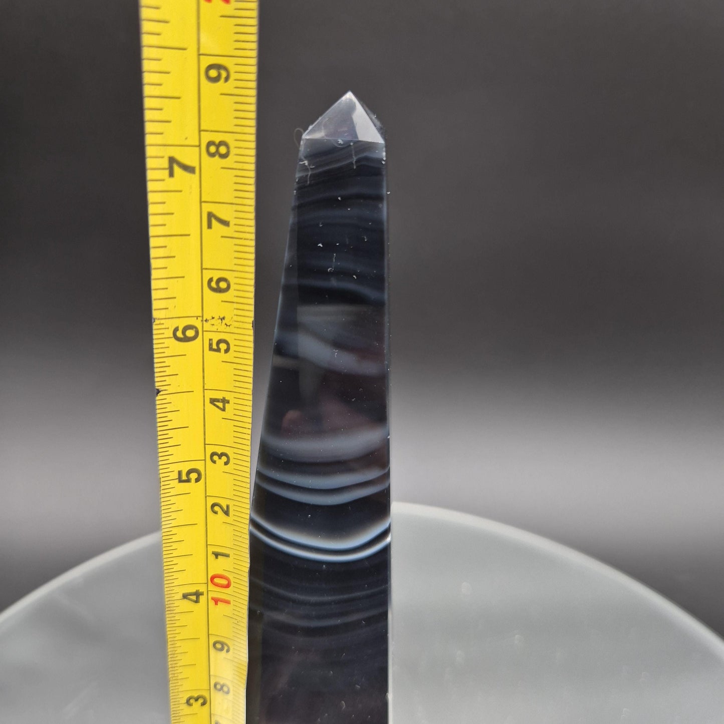 AAA+ Perfect Black & White Agate Obelisk Tower | Brazilian Crystal Point | 7 Inch Tower | 1.0 lb Crystal Hoarder