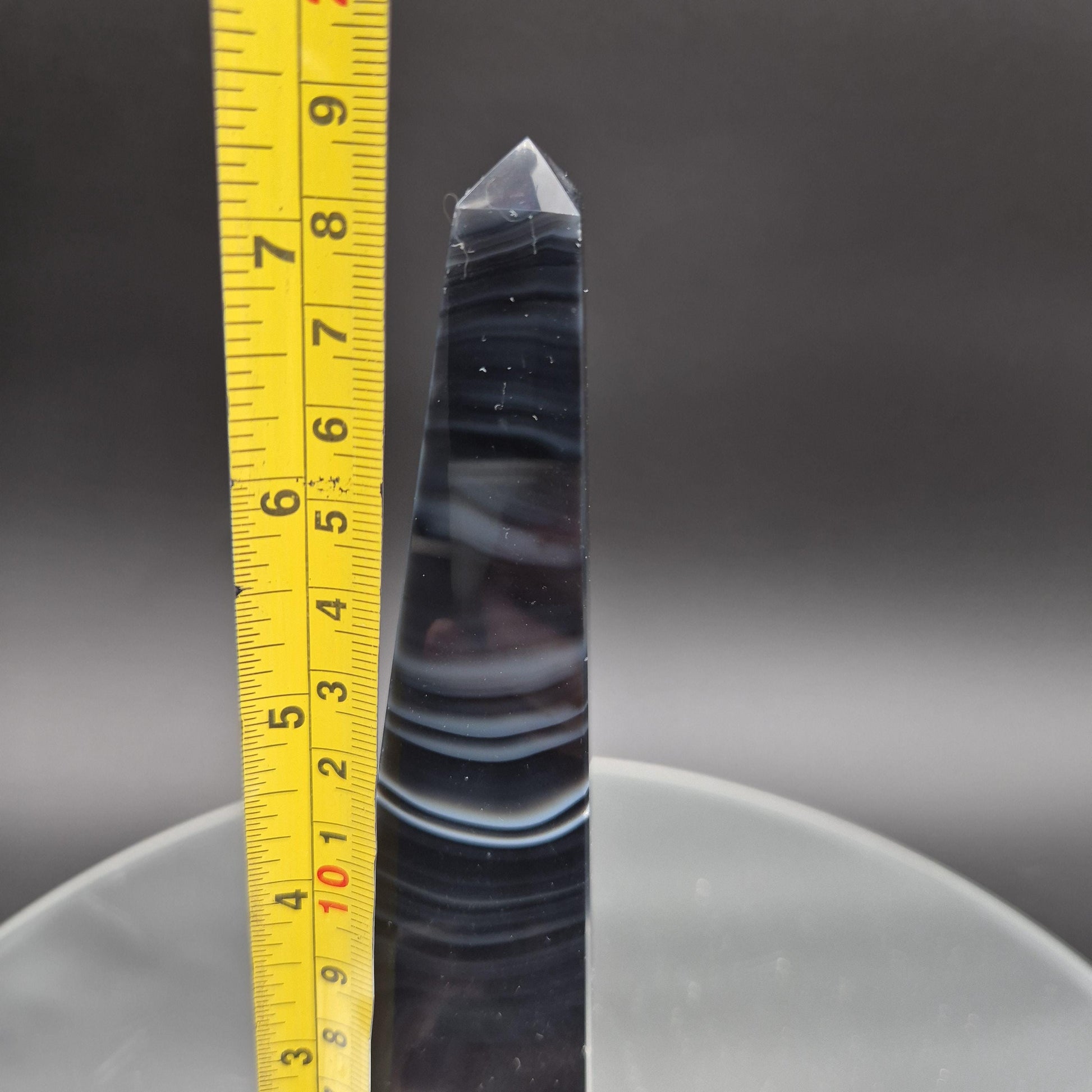 AAA+ Perfect Black & White Agate Obelisk Tower | Brazilian Crystal Point | 7 Inch Tower | 1.0 lb Crystal Hoarder