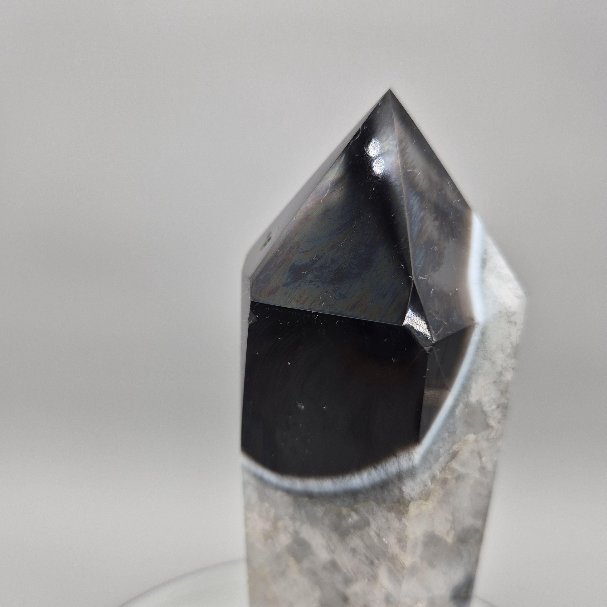 Huge AAA+ Black Agate in Quartz Tower – Statement Crystal Point Crystal Hoarder