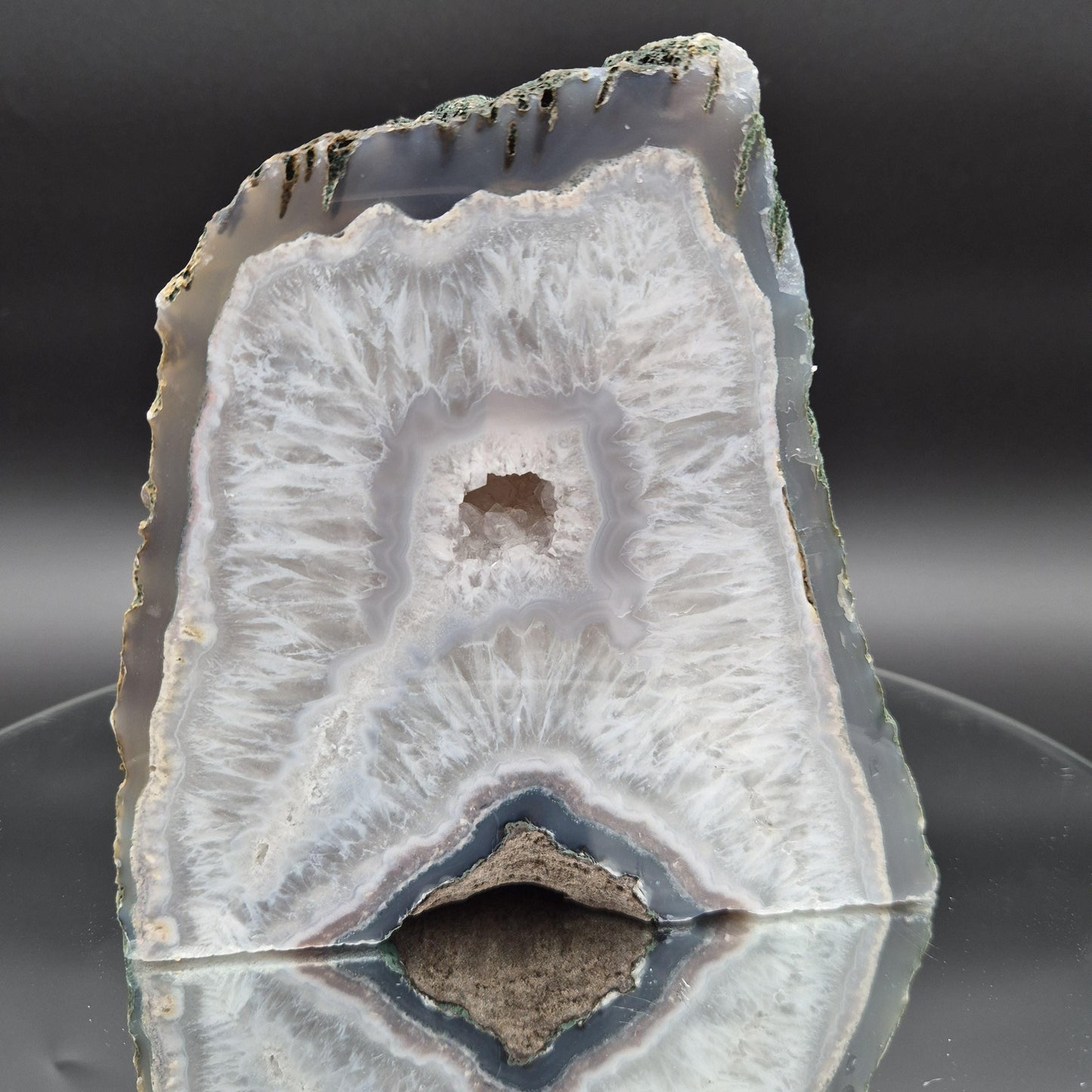 5.06 lb Druzy Amethyst with Blue Agate Cut Base – 6"x6"x2.5" – Brazil Crystal Hoarder