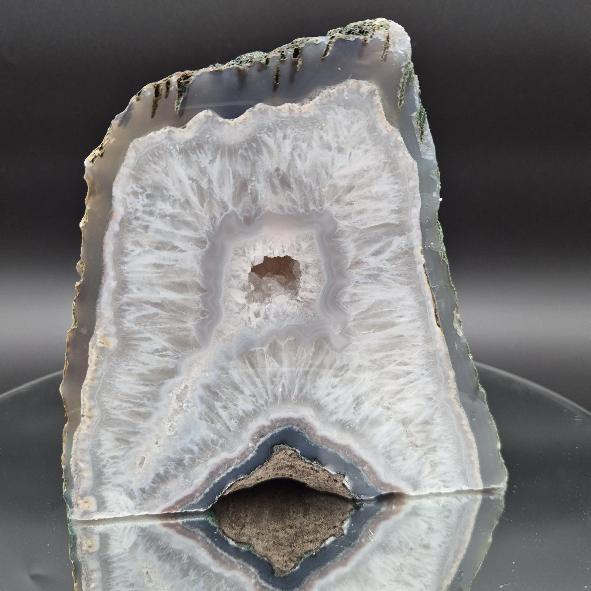 5.06 lb Druzy Amethyst with Blue Agate Cut Base – 6"x6"x2.5" – Brazil Crystal Hoarder