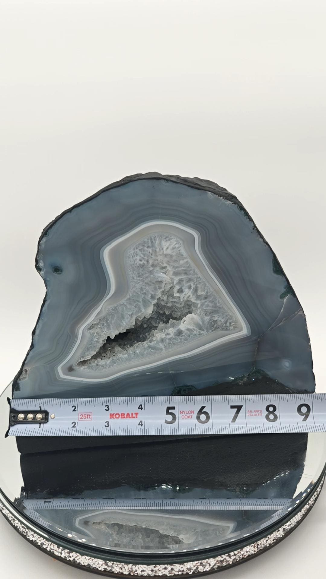 Blue Banded Agate Cathedral with Quartz - 14.53 lbs - Brazilian Agate Geode Display Crystal Hoarder