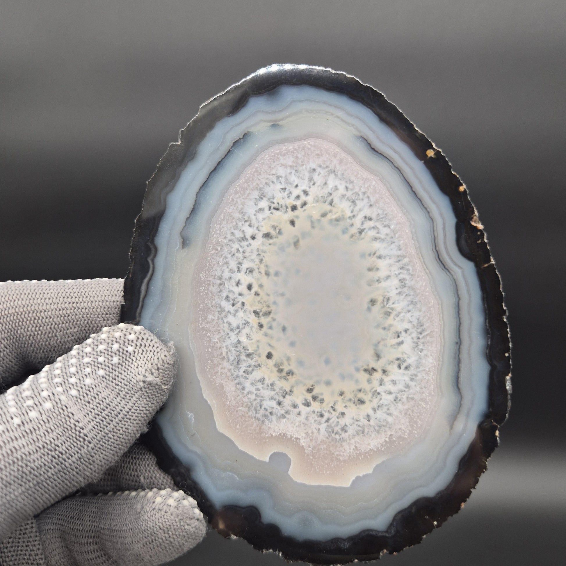 Natural Agate Slices - Set of 3 | 4in, 4.5in, 5in Translucent Quartz | 0.64 lbs | Polished Crystal Decor Crystal Hoarder