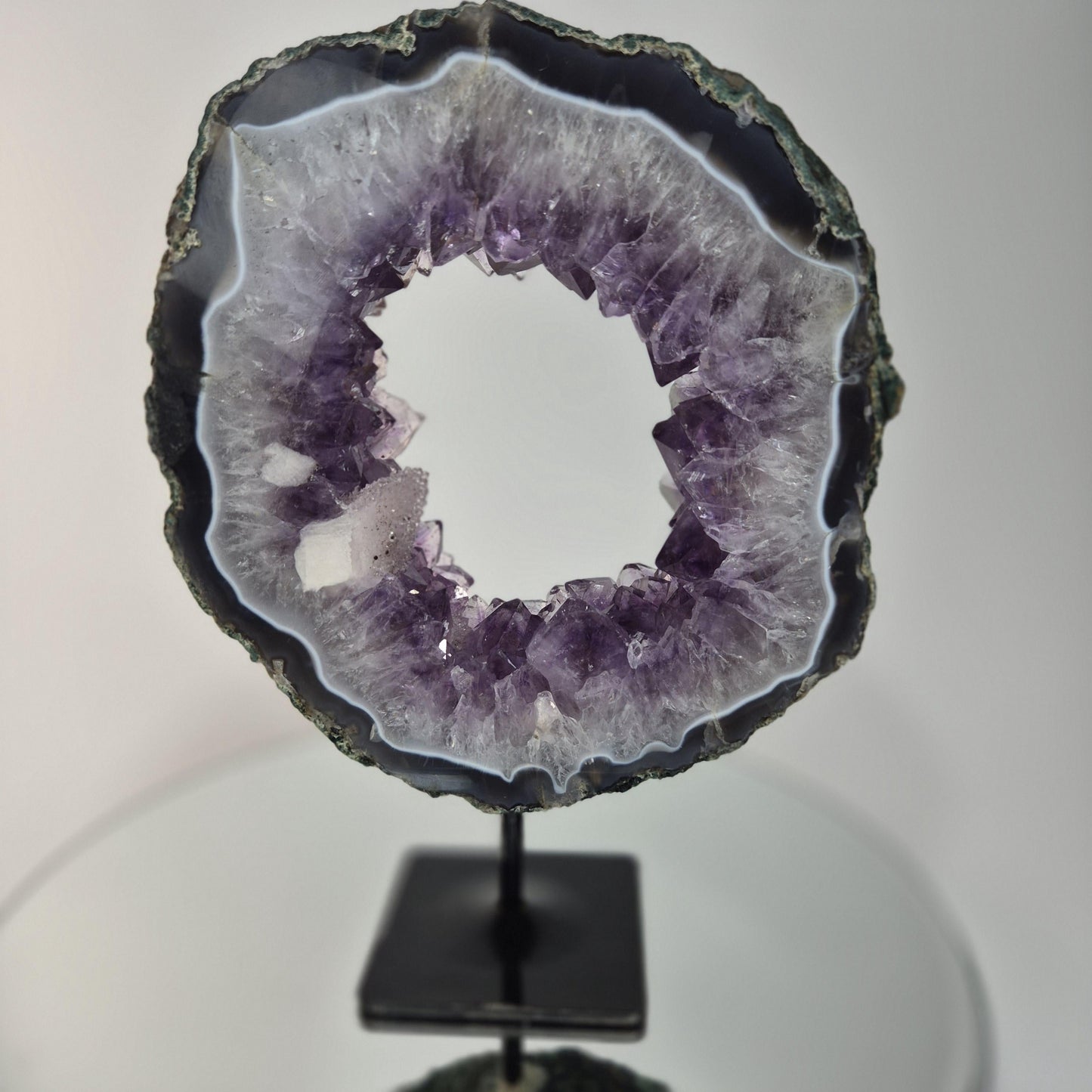 Amethyst Portal | Blue Banded Agate, Druzy Sugar Calcite Crystal Specimen Crystal Hoarder