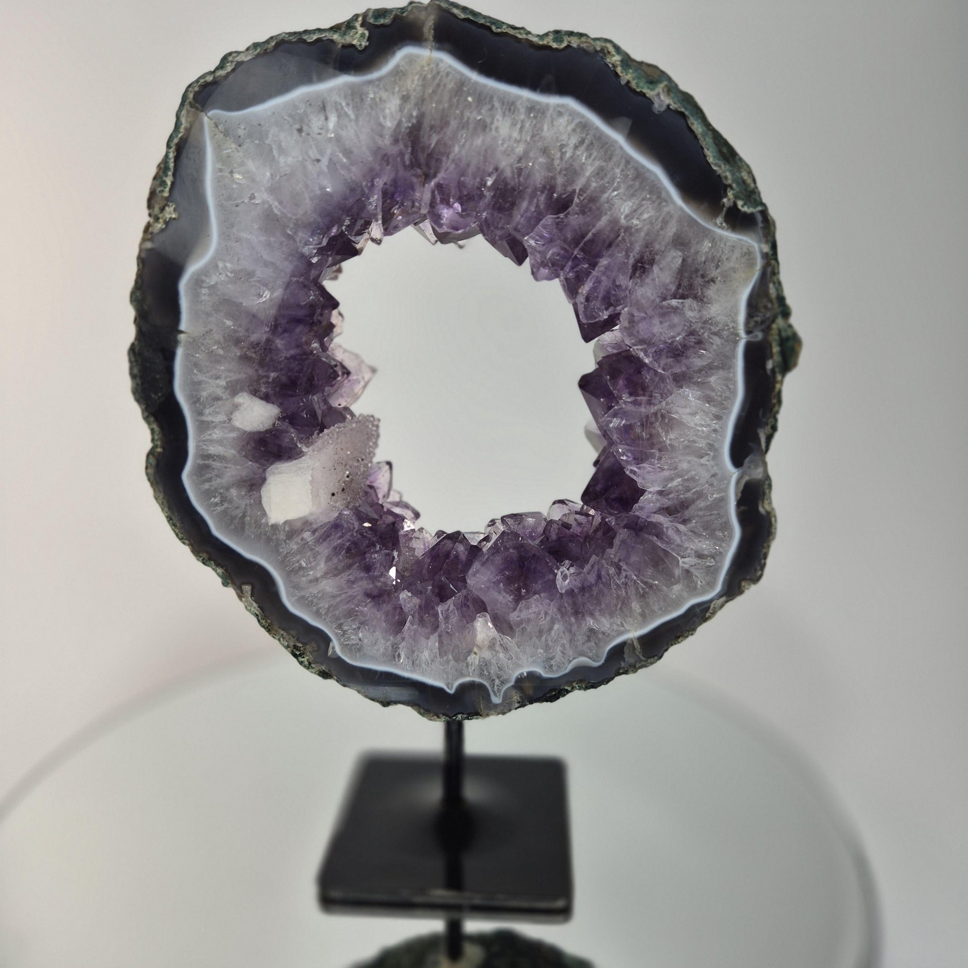 Amethyst Portal | Blue Banded Agate, Druzy Sugar Calcite Crystal Specimen Crystal Hoarder