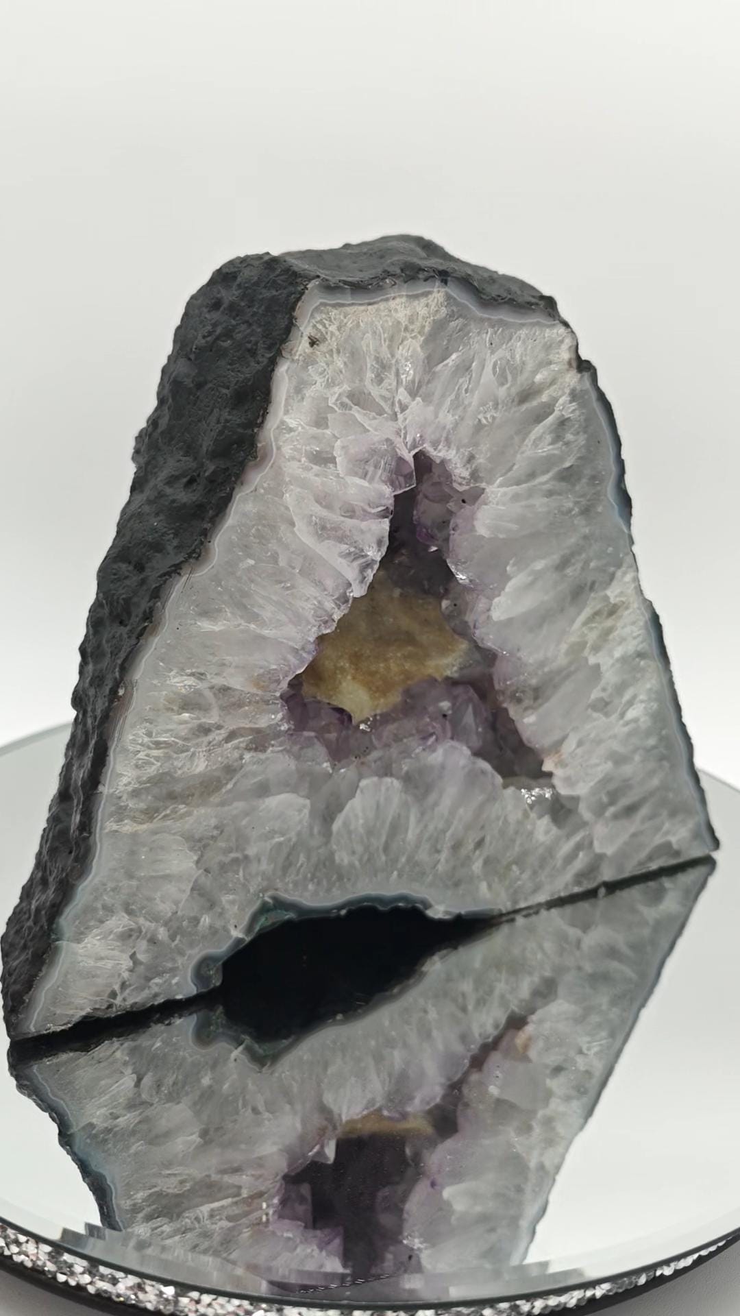 Amethyst Cathedral with Calcite - Brazilian Amethyst Geode - 11.22 lbs - 7.5 x 8.5in Crystal Hoarder
