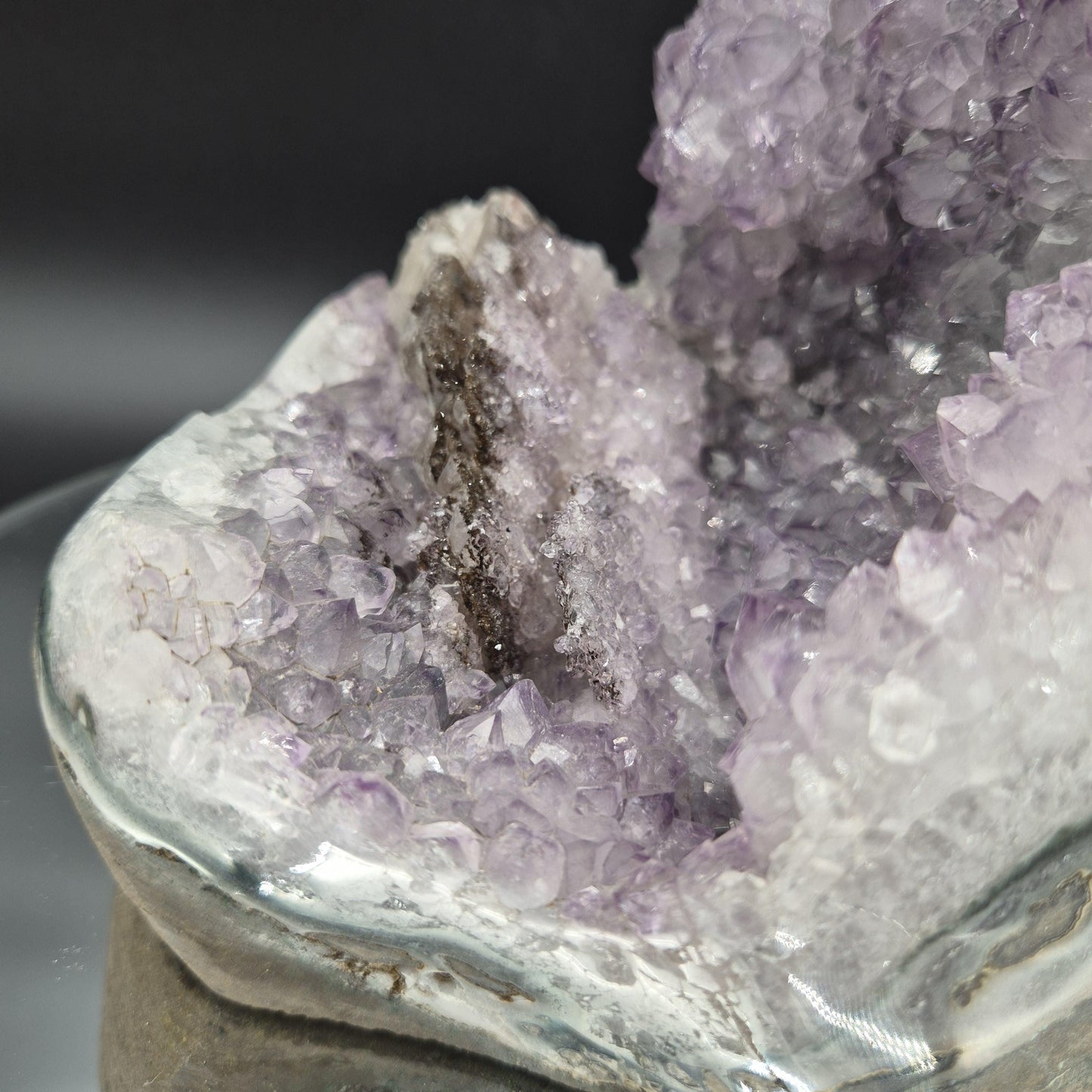 Amethyst with Calcite and Sugar Hematite Brazil Crystal Cluster 9.32 lb 6.5x6.5x6.5 Mineral Specimen Display Crystal Hoarder