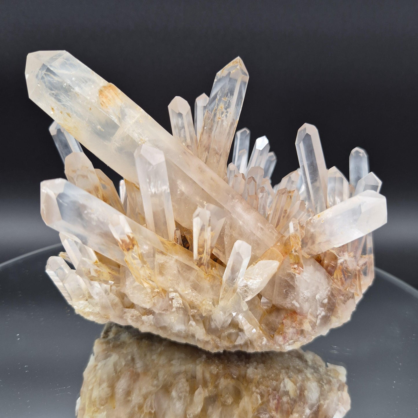 Museum Quality Golden Healer Blue Smoke Starburst Dow Lemurian Quartz Cluster 7x5.5x5 3.64 lbs Colombia Crystal Hoarder