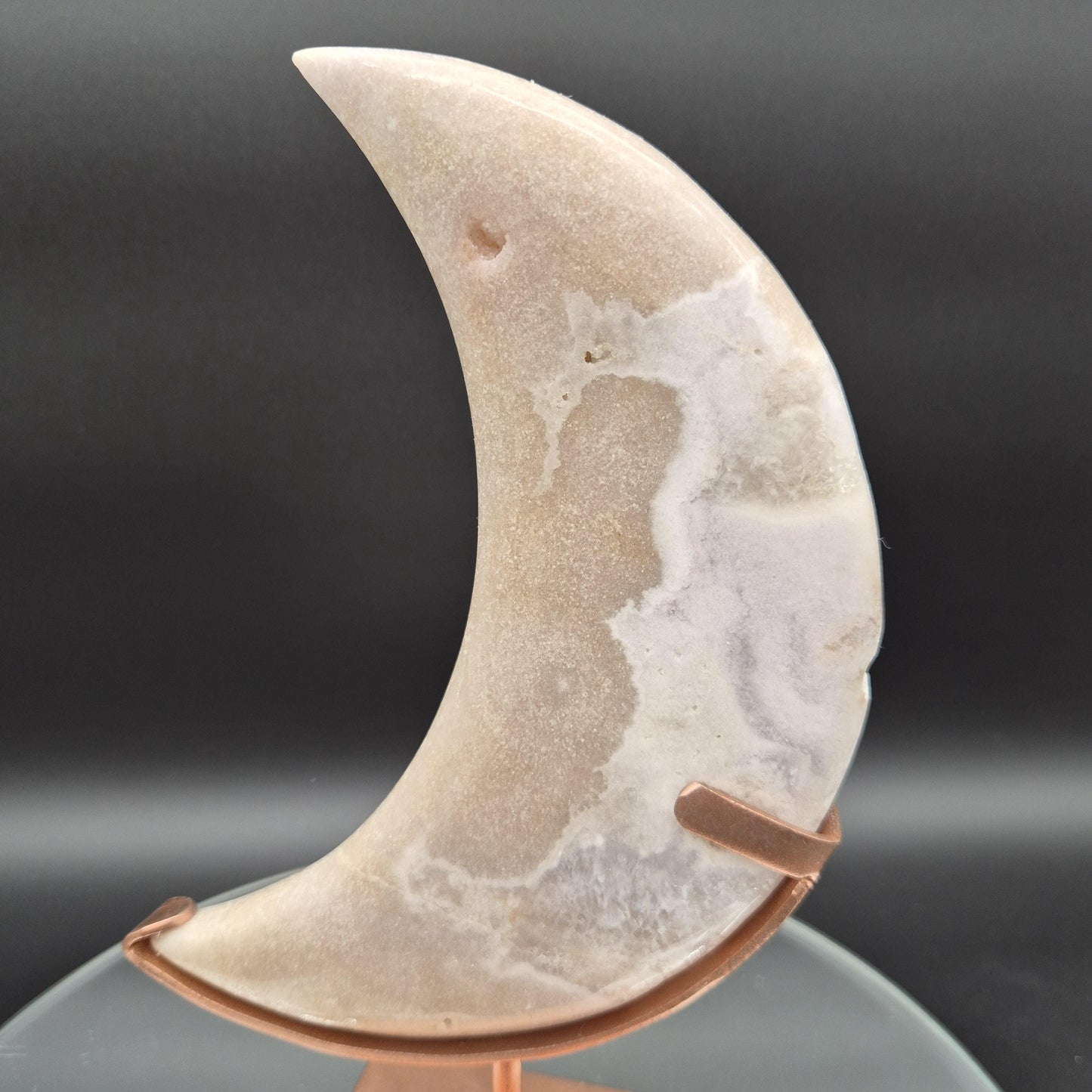 AAA+ Pink Amethyst Moon - Brazil - 2.29 lbs - 10 x 5.5in - Hand Carved Crystal Crescent - Rare Pastel Amethyst Decor Crystal Hoarder