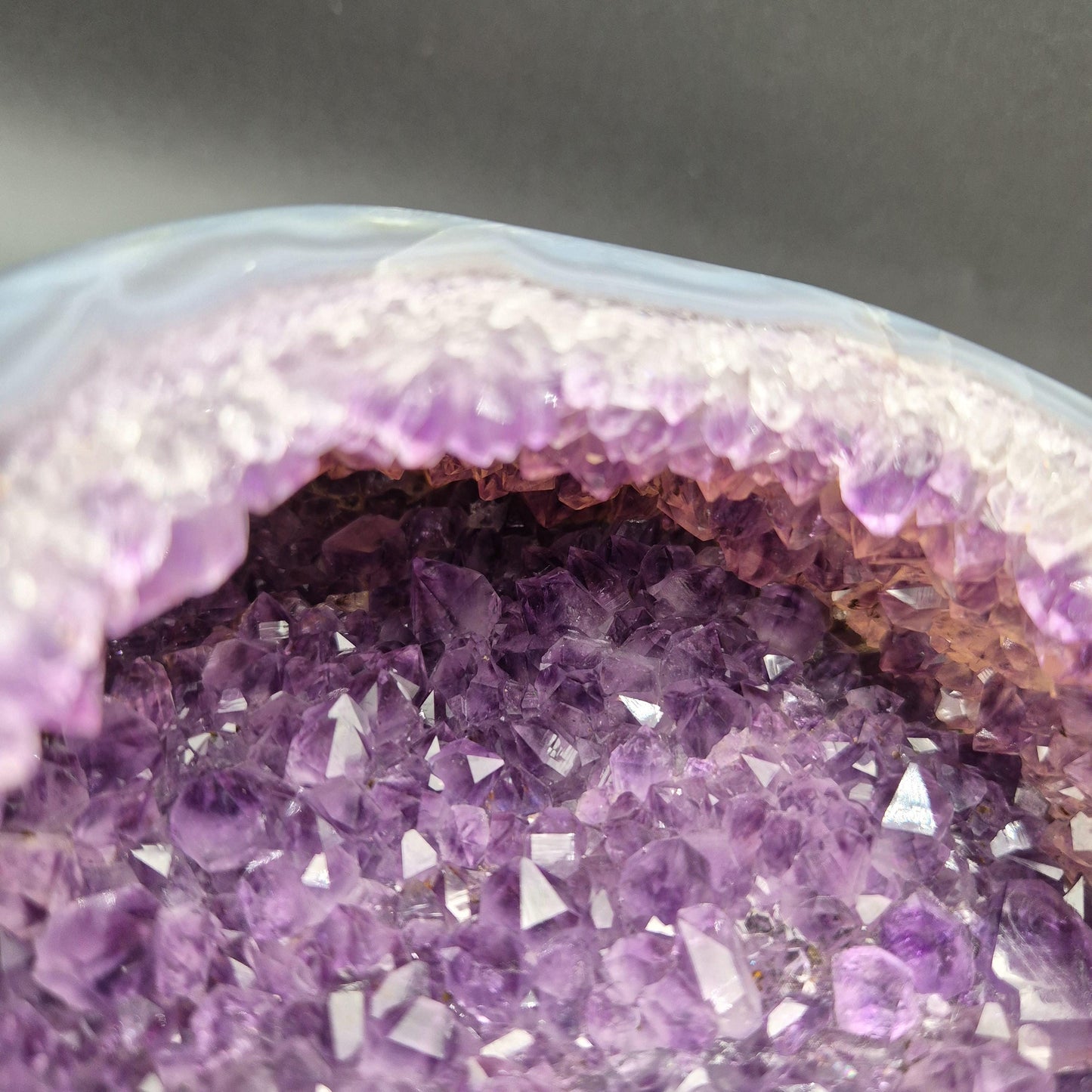 AAA Plus Amethyst Geode Jewelry Box Blue Banded Agate Decorative Crystal Display Piece 8.95 lb 8x7.5x6 Crystal Hoarder