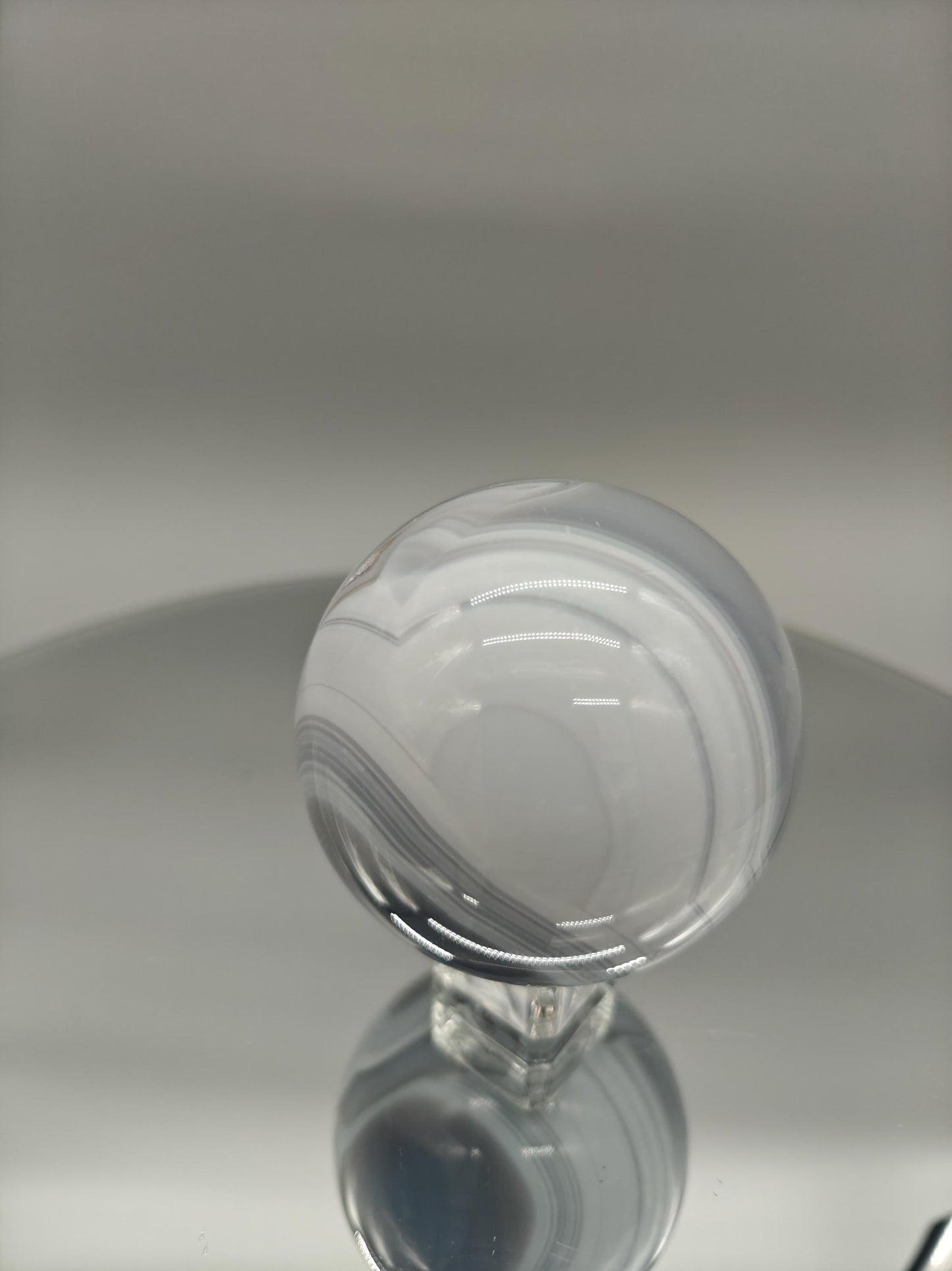 AAA+ Perfect Blue Banded Agate Sphere with Druzy - 2.5in - 1.02 lbs - Brazilian Crystal Display Crystal Hoarder