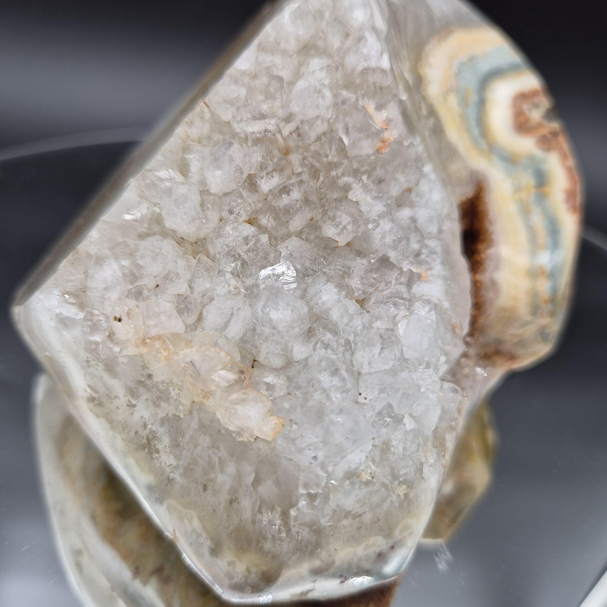 Super Rare Green Pastel Stalactite Eye with Quartz Uruguay 3.53 lbs Crystal Hoarder