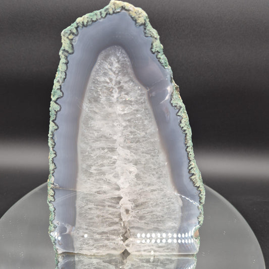 Quartz with Rainbow Inclusions and Blue Banded Agate Cut Base Brazil 7.85 lb 9x6x2.5 Crystal Display Specimen Crystal Hoarder