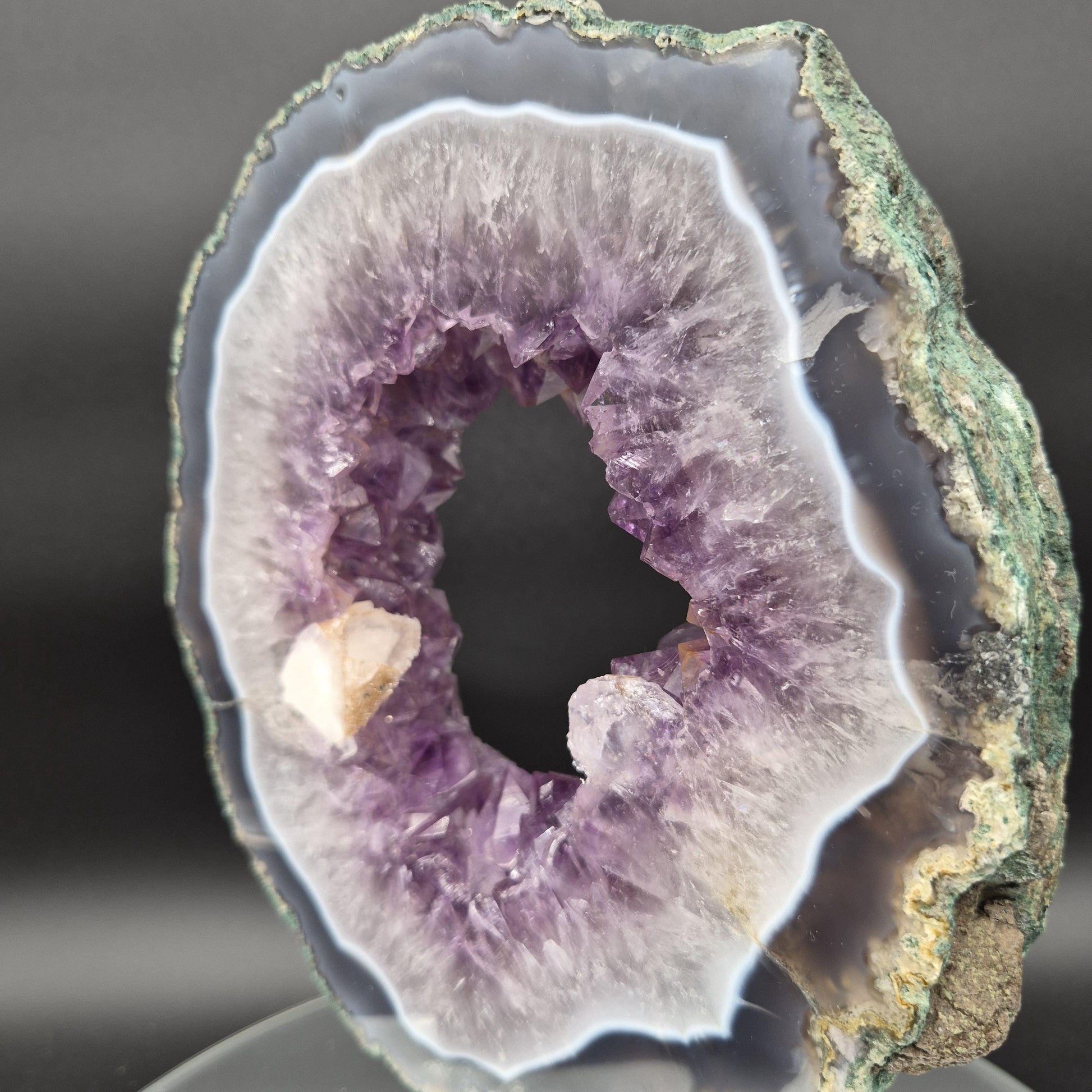 AAA+ Super Rare Amethyst Portal with UV Reactive Calcite Quartz Sugar Hematite Blue Agate Brazil 5.73lbs 10x7x1.5 inches Crystal Hoarder