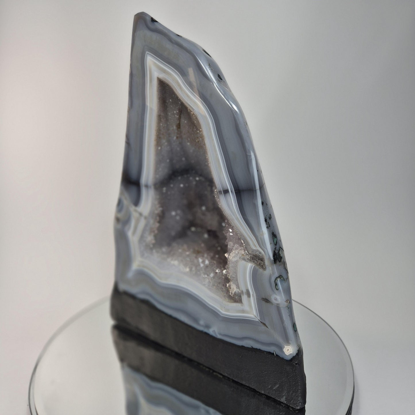 Galaxy Amethyst Druzy Cathedral with Blue Banded Agate Crystal Hoarder