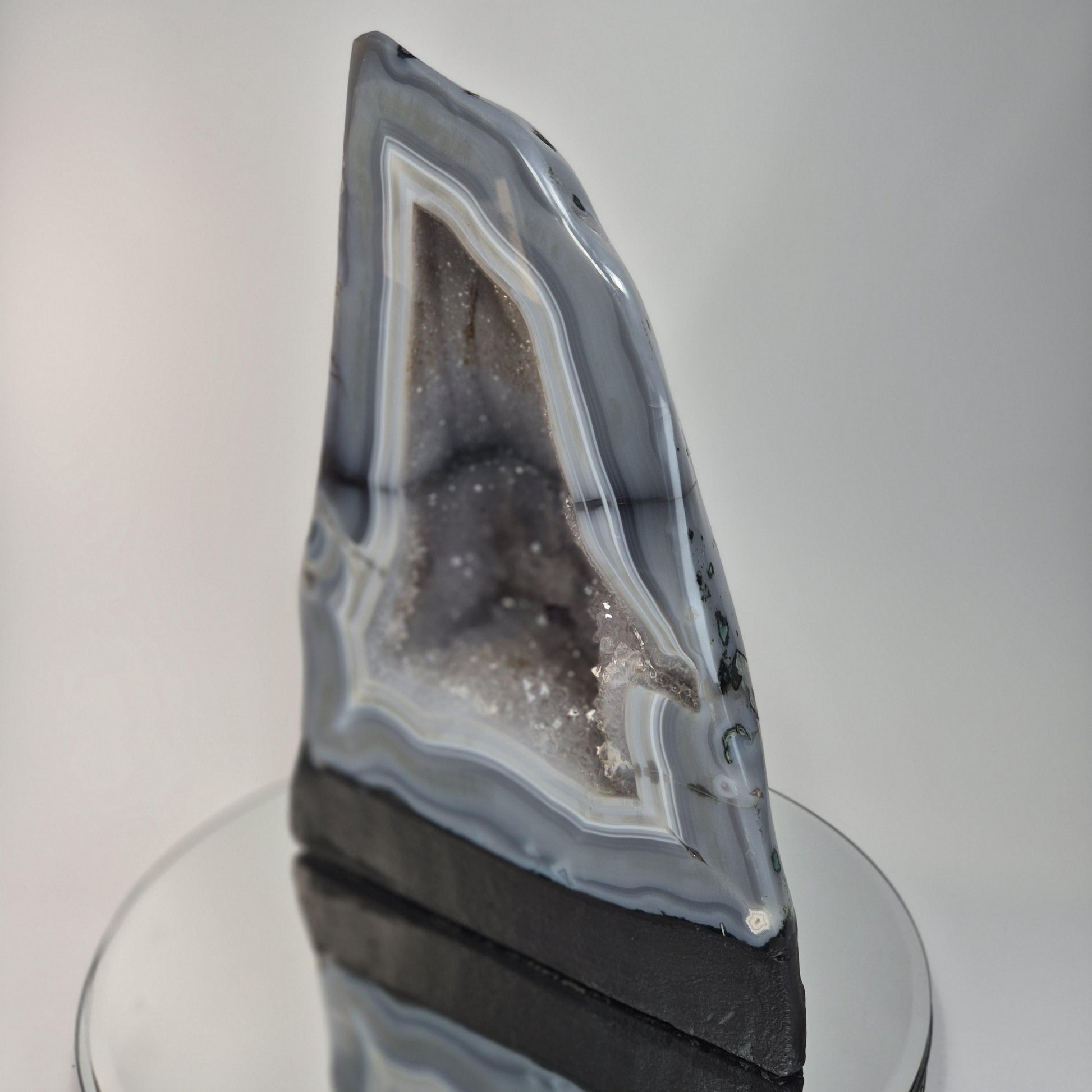 Galaxy Amethyst Druzy Cathedral with Blue Banded Agate Crystal Hoarder