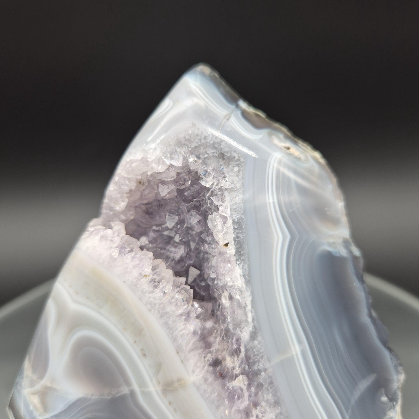 Druzy Amethyst with Blue Banded Agate Cutbase from Brazil 4.16 lbs Crystal Hoarder