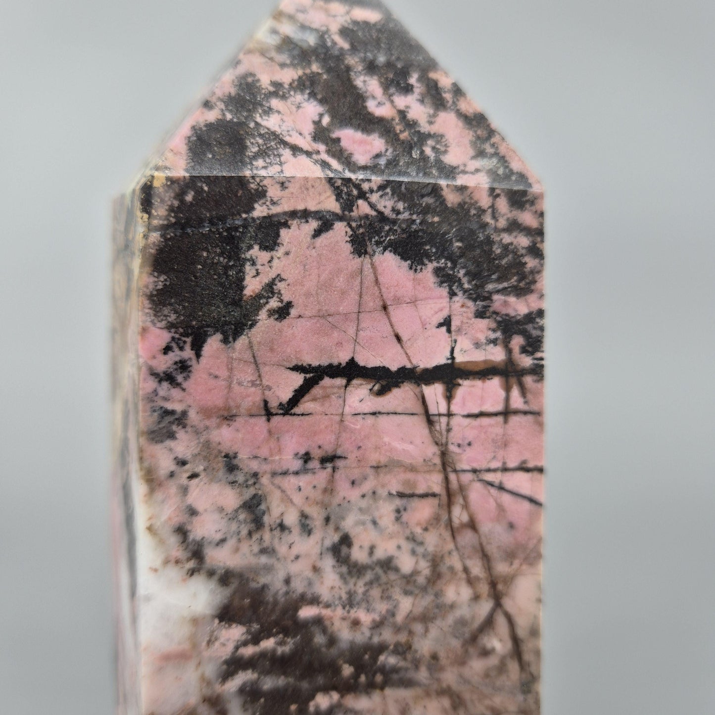 AAA+ Rhodonite Tower – 12 x 3in, 6.31 lbs – Natural Polished Crystal Healing Stone Crystal Hoarder