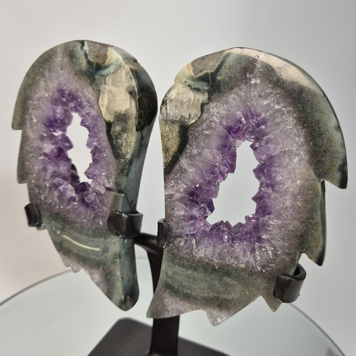 One of a Kind Amethyst Portal Wings with Green Jasper & Calcite - 2.61 lbs Brazilian Crystal Crystal Hoarder