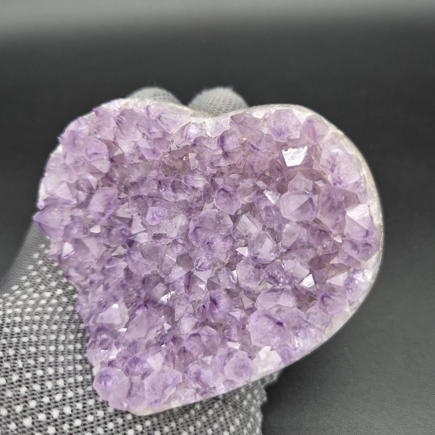 Amethyst Heart with Pink Banding - Uruguay Crystal Specimen - 3.75 x 3in - 1.12 lbs - Polished Collector Display Crystal Hoarder