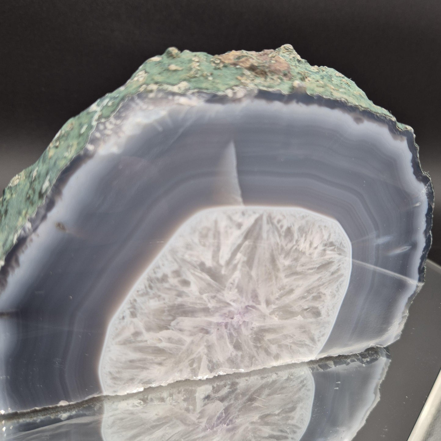 Amethyst with Blue Banded Agate Slab Brazil 2.56 lbs 6x4x1.5 Crystal Display Crystal Hoarder