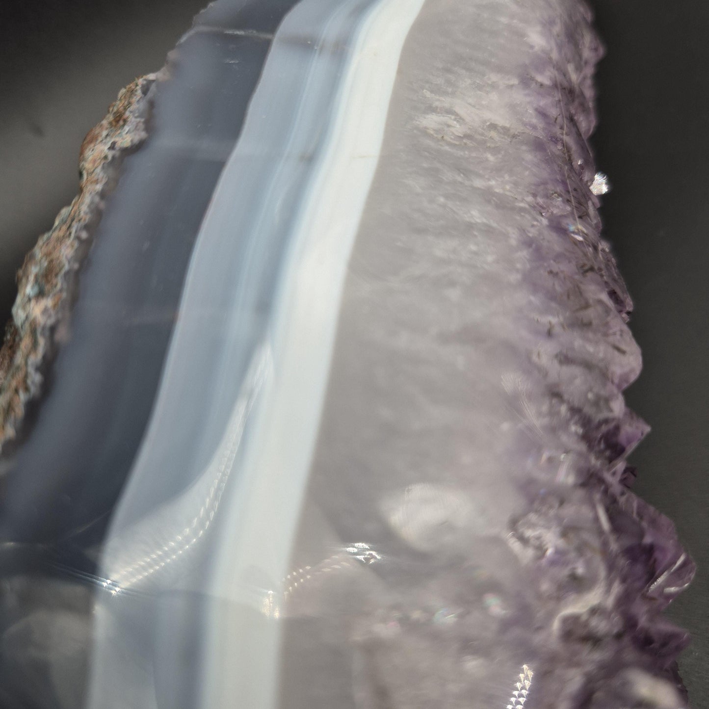 AAA+ Amethyst with Black Hematite Blue Banded Agate Freeform 6.92 lbs 9x4x3.5 Brazil Collector Crystal Crystal Hoarder