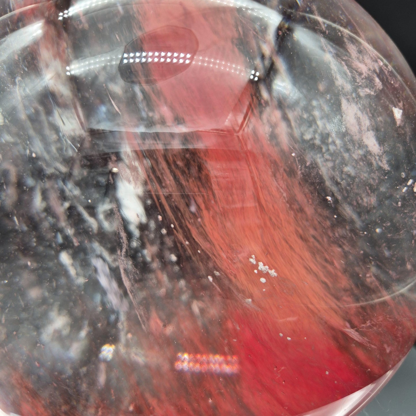 Huge AAA+ Red Smelt Quartz Sphere - 22.1 lbs - 7" (178mm) - Man Made Polished Crystal Ball - Optional Light Base - Statement Display