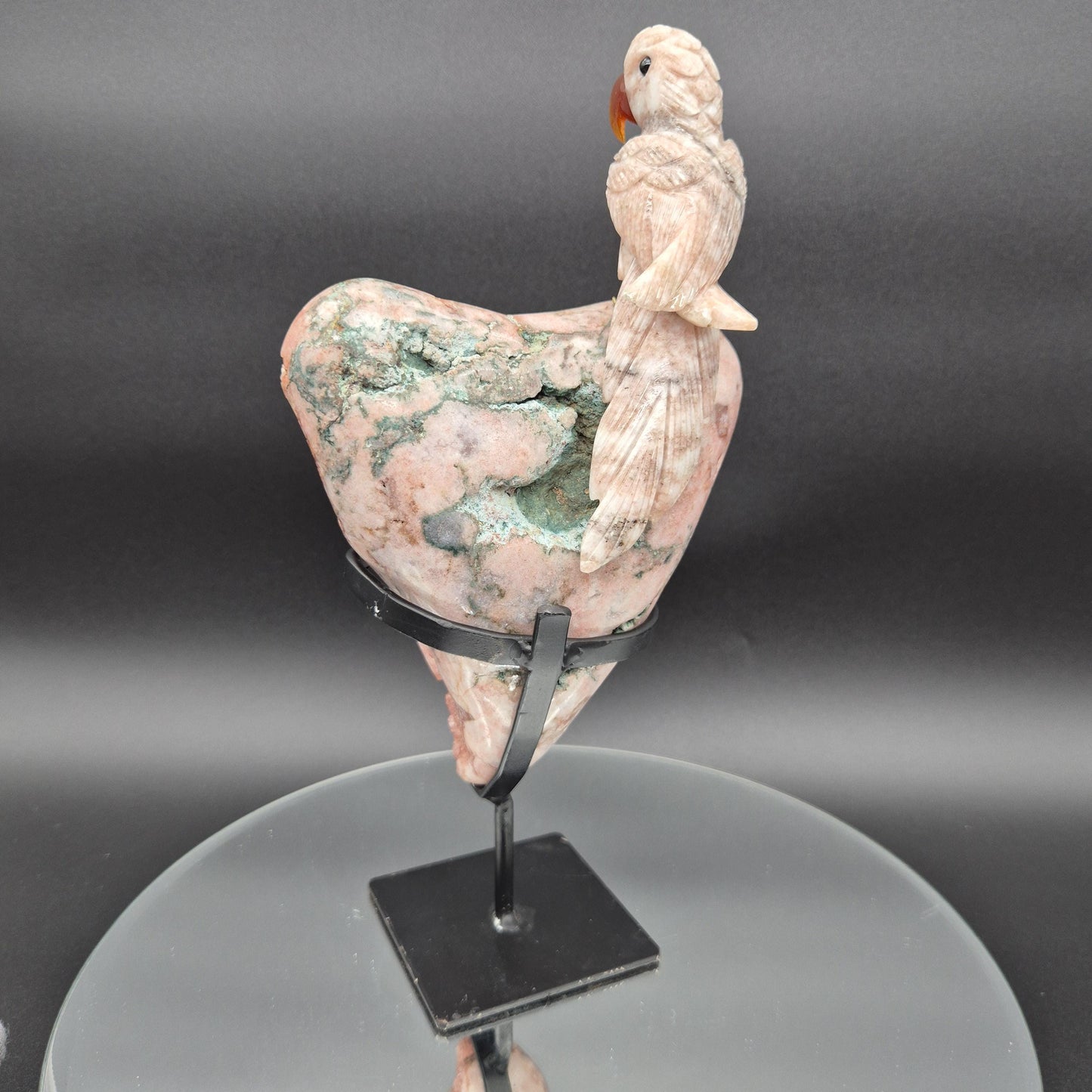 High Quality Pink Amethyst Freeform with Pink Jasper Bird & Calcite Beak - Brazil Crystal Sculpture -Pink Amethyst Display - 3.66 lbs Crystal Hoarder
