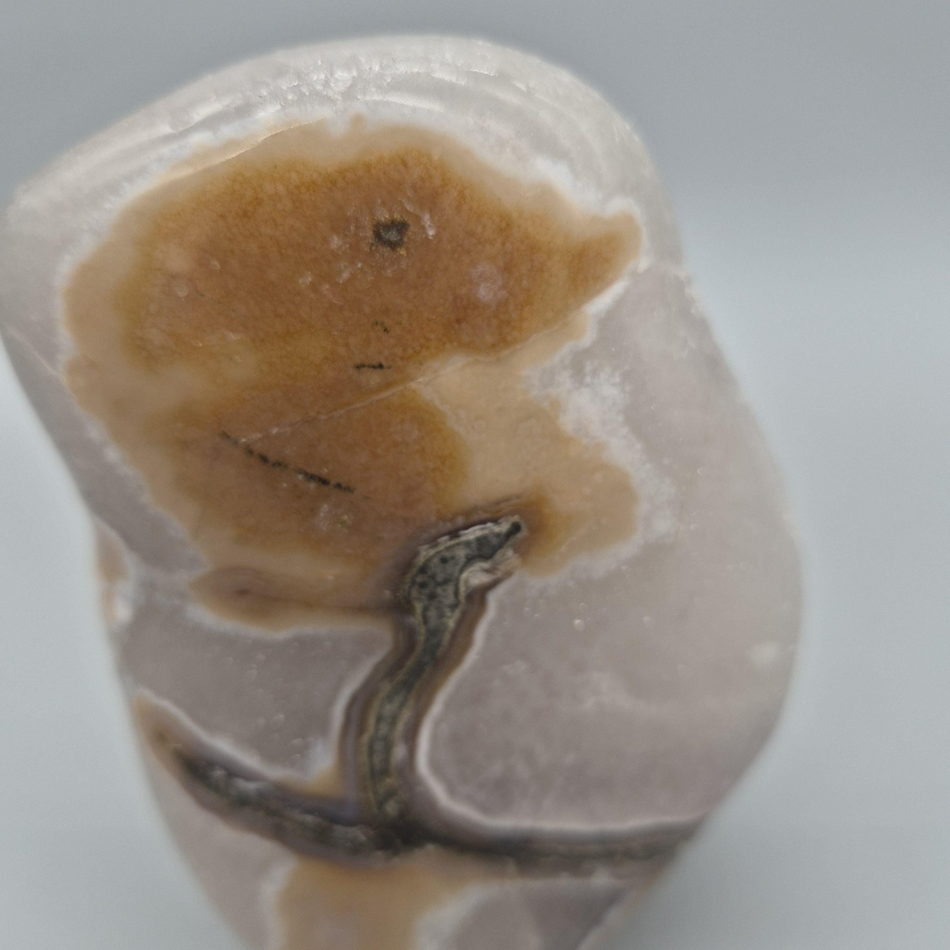 Super Rare Sugar Druzy Amethyst Cave with Pink Agate Banding | Fully Polished Freeform | One of a Kind Collector Crystal | 2.08 lbs Crystal Hoarder