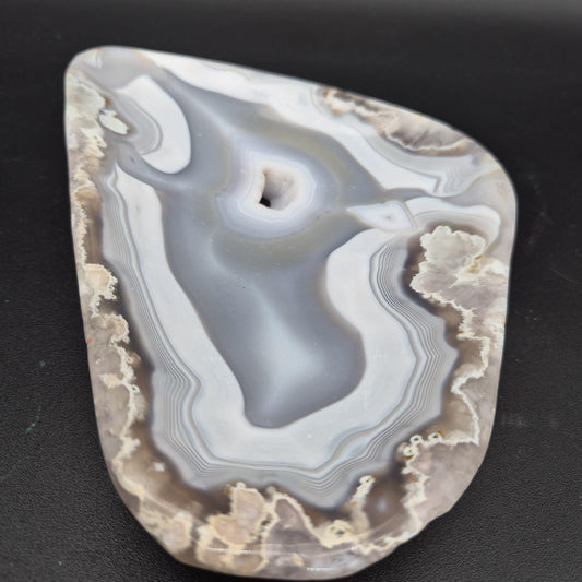 AAA+ Blue Banded Agate Druzy Bowl Brazil 8x6x1 1.72 lbs - Can be Backlit Crystal Hoarder