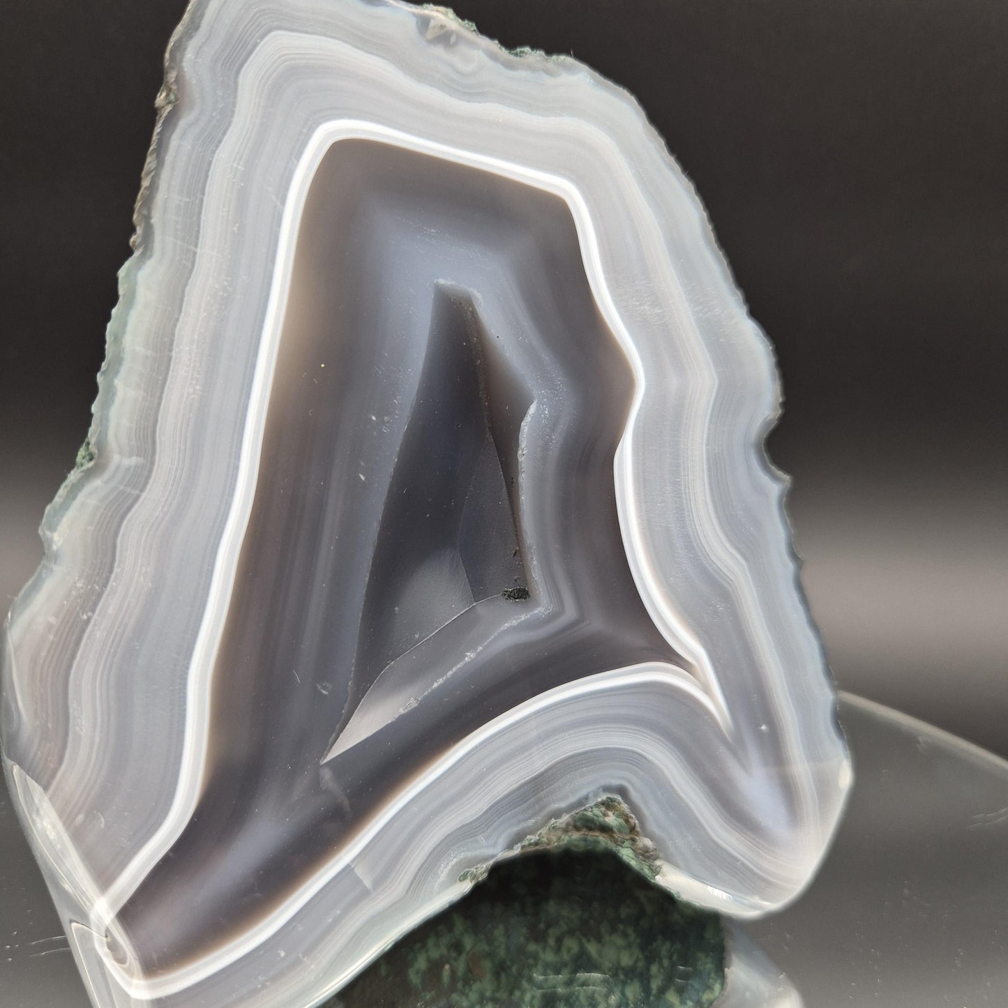 Super Rare AAA+ Blue Banded Agate with Matte Center – Brazil – 3.62 lb Display Specimen Crystal Hoarder