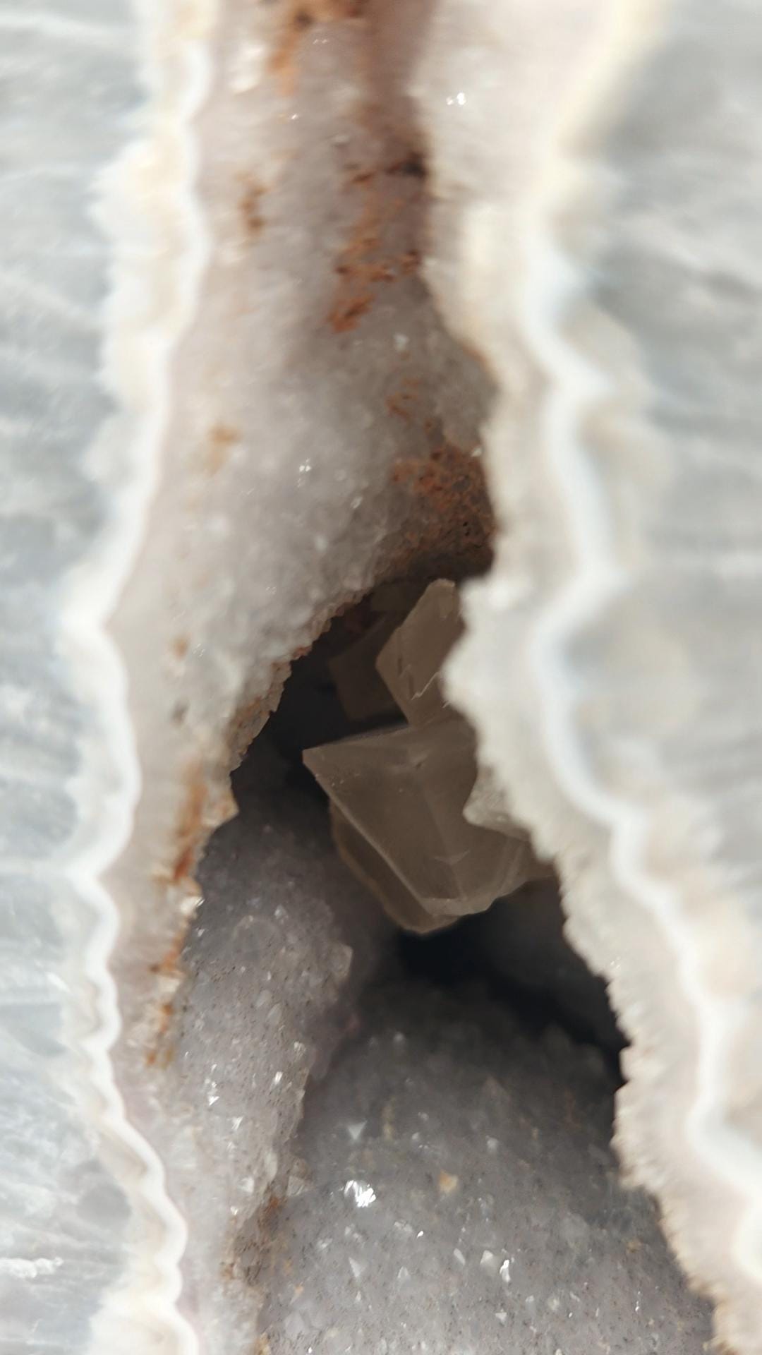 Rare Fully Polished Blue Banded Agate Cathedral with Druzy Calcite - Brazilian Agate Geode - 16.75 lbs Crystal Hoarder