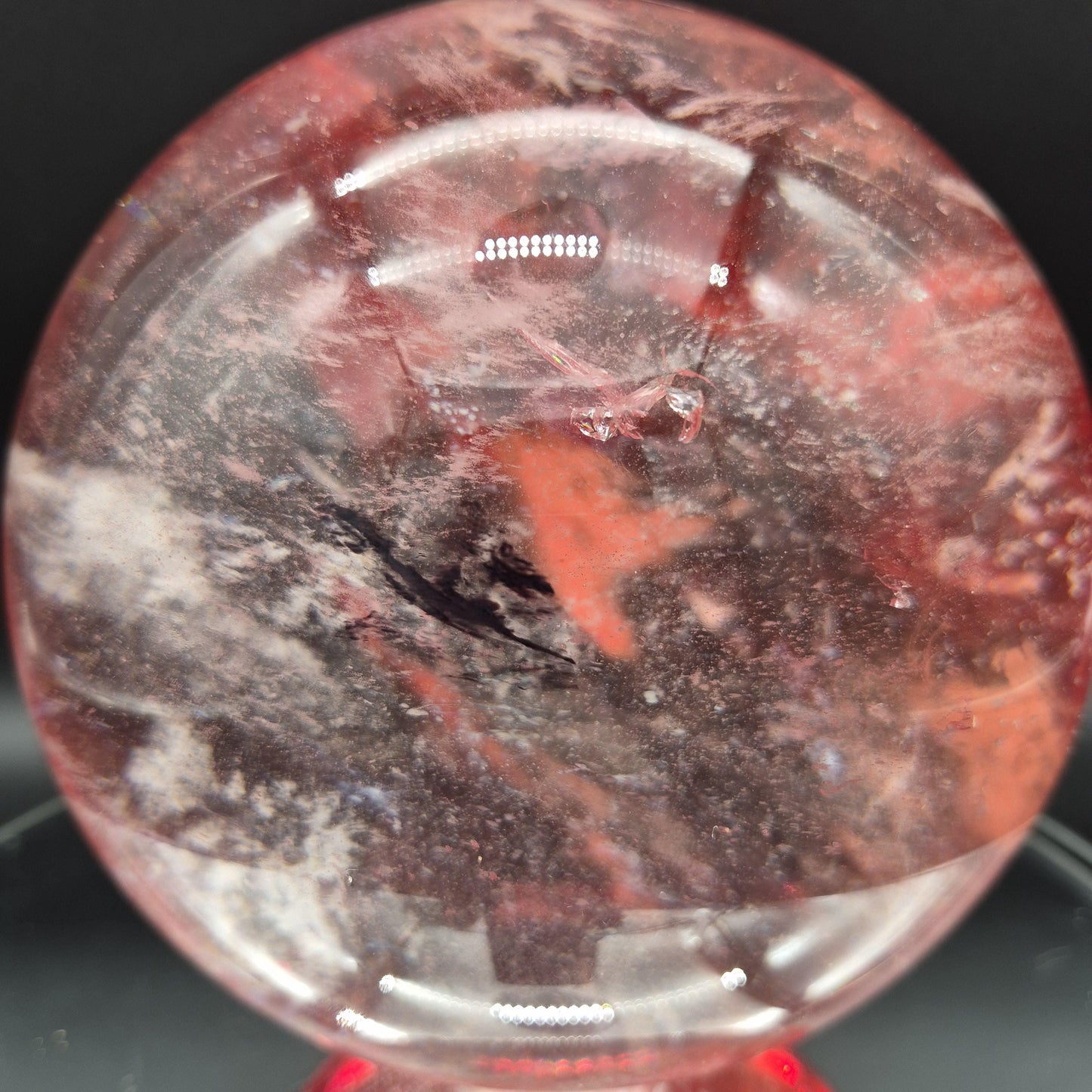 12.65 lbs - 6.5in (165mm) Huge AAA+ Red Smelt Quartz Sphere  Crystal Ball - Deep Red Glass Sphere - Optional LED Light Base Crystal Hoarder