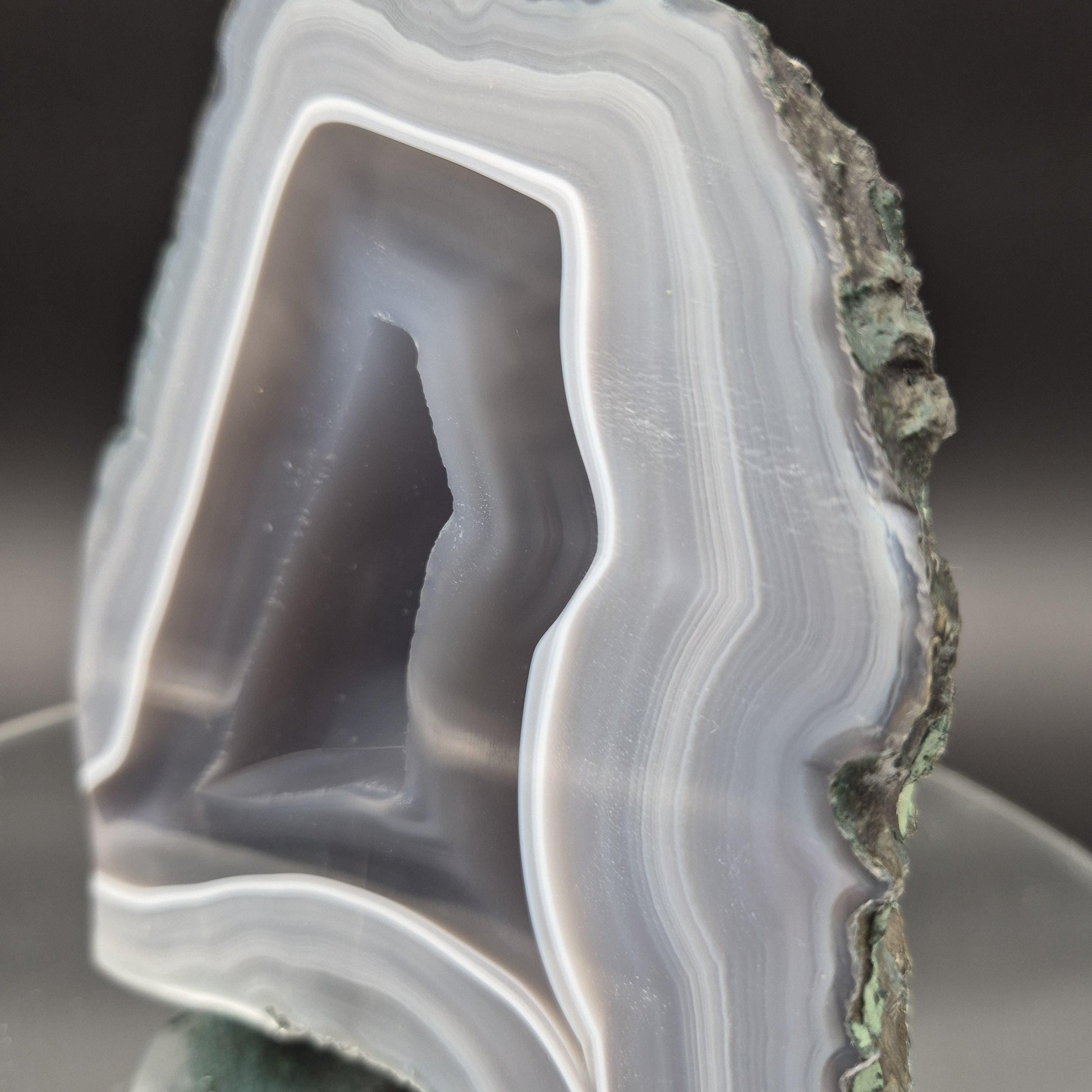 Super Rare AAA+ Blue Banded Agate with Matte Center – Brazil – 3.62 lb Display Specimen Crystal Hoarder