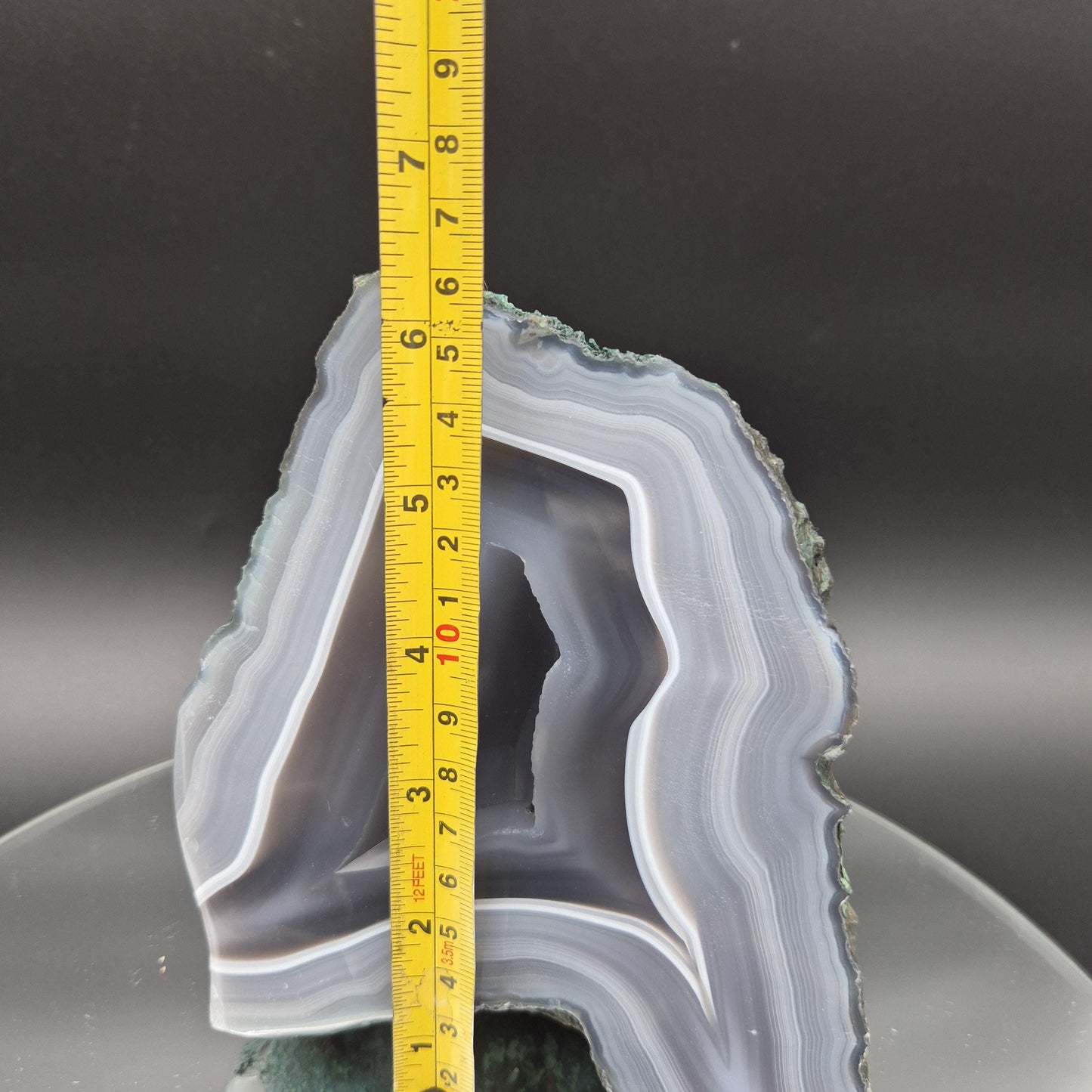 Super Rare AAA+ Blue Banded Agate with Matte Center – Brazil – 3.62 lb Display Specimen Crystal Hoarder