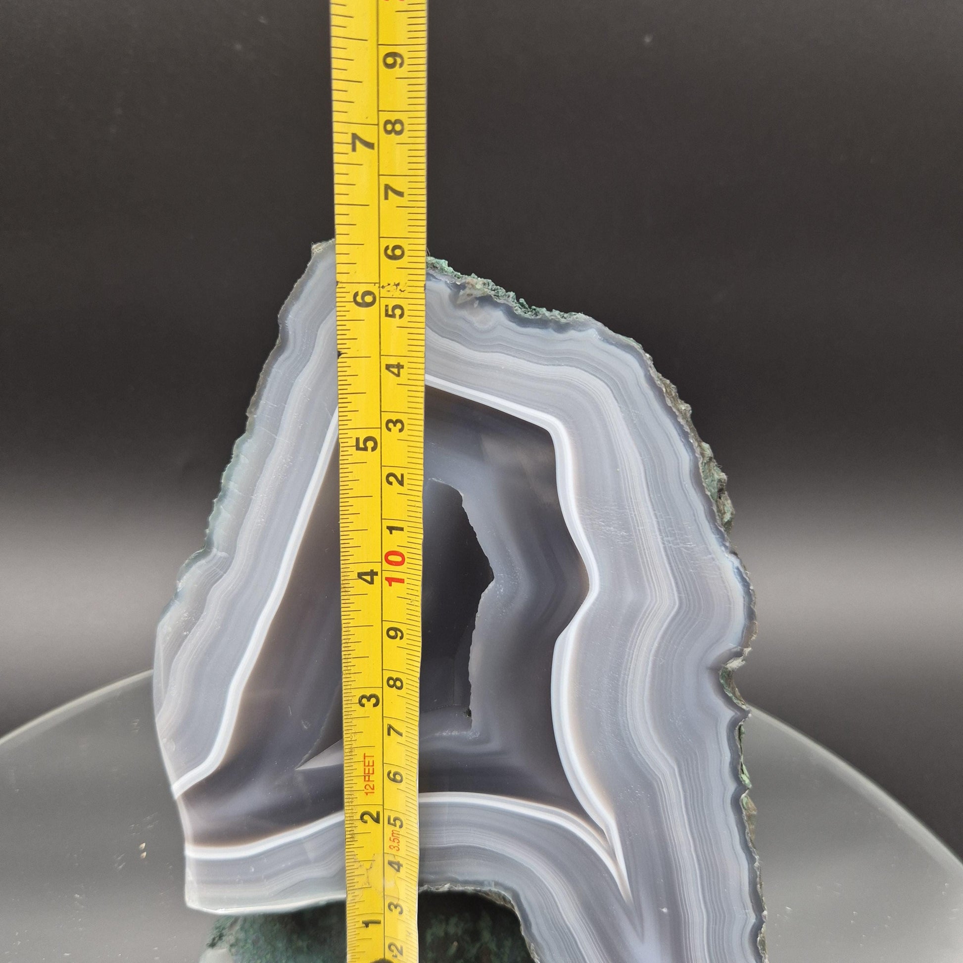 Super Rare AAA+ Blue Banded Agate with Matte Center – Brazil – 3.62 lb Display Specimen Crystal Hoarder