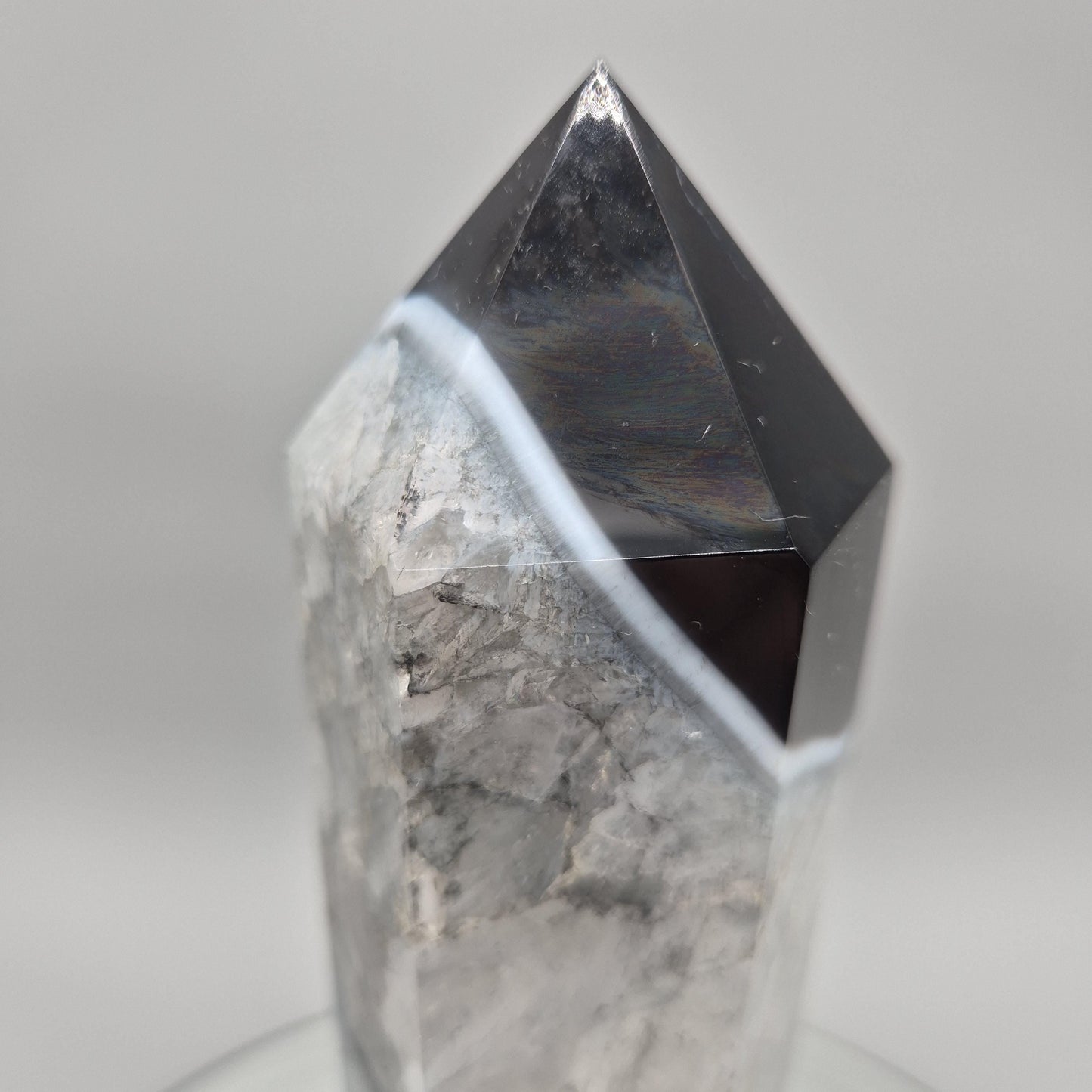 Huge AAA+ Black Agate in Quartz Tower – Statement Crystal Point Crystal Hoarder