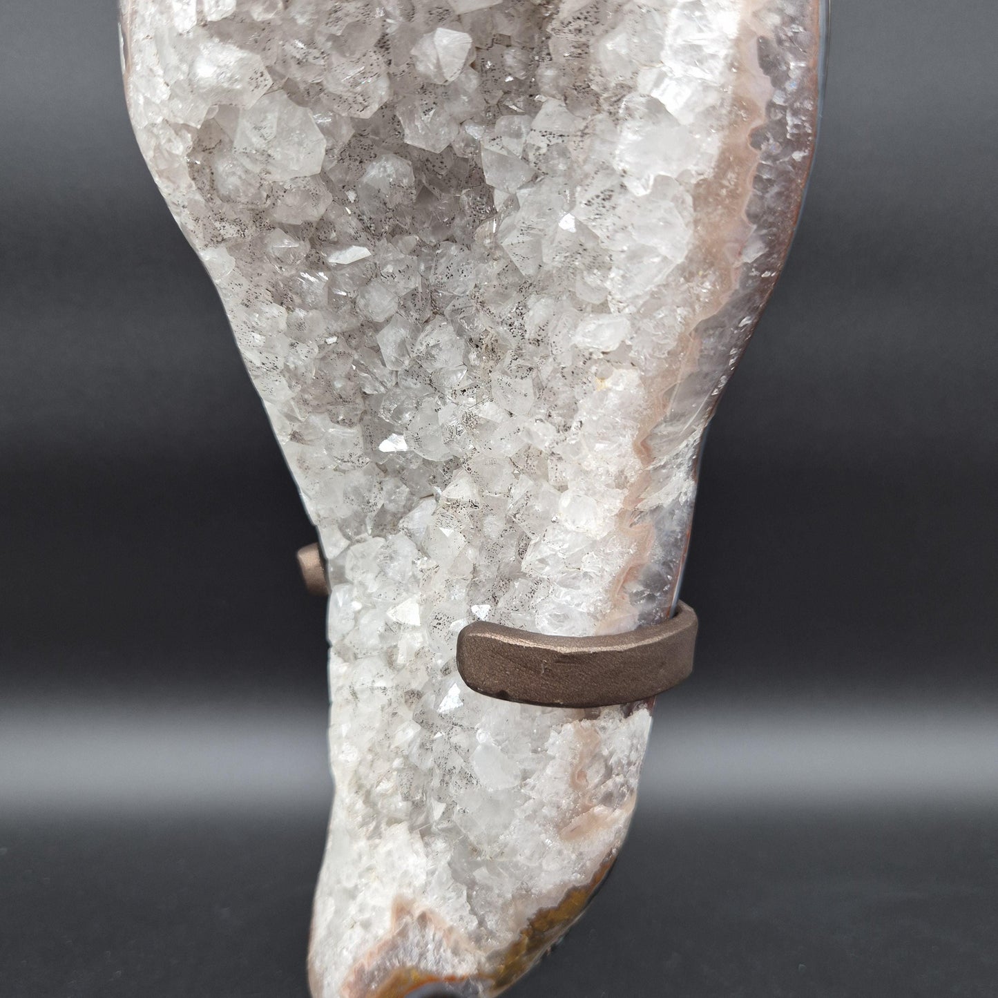 AAA+ One of a Kind Fully Polished Quartz with Pink and Blue Banded Agate Uruguay 7.68 lb 14.5x5x3 Crystal Display Crystal Hoarder