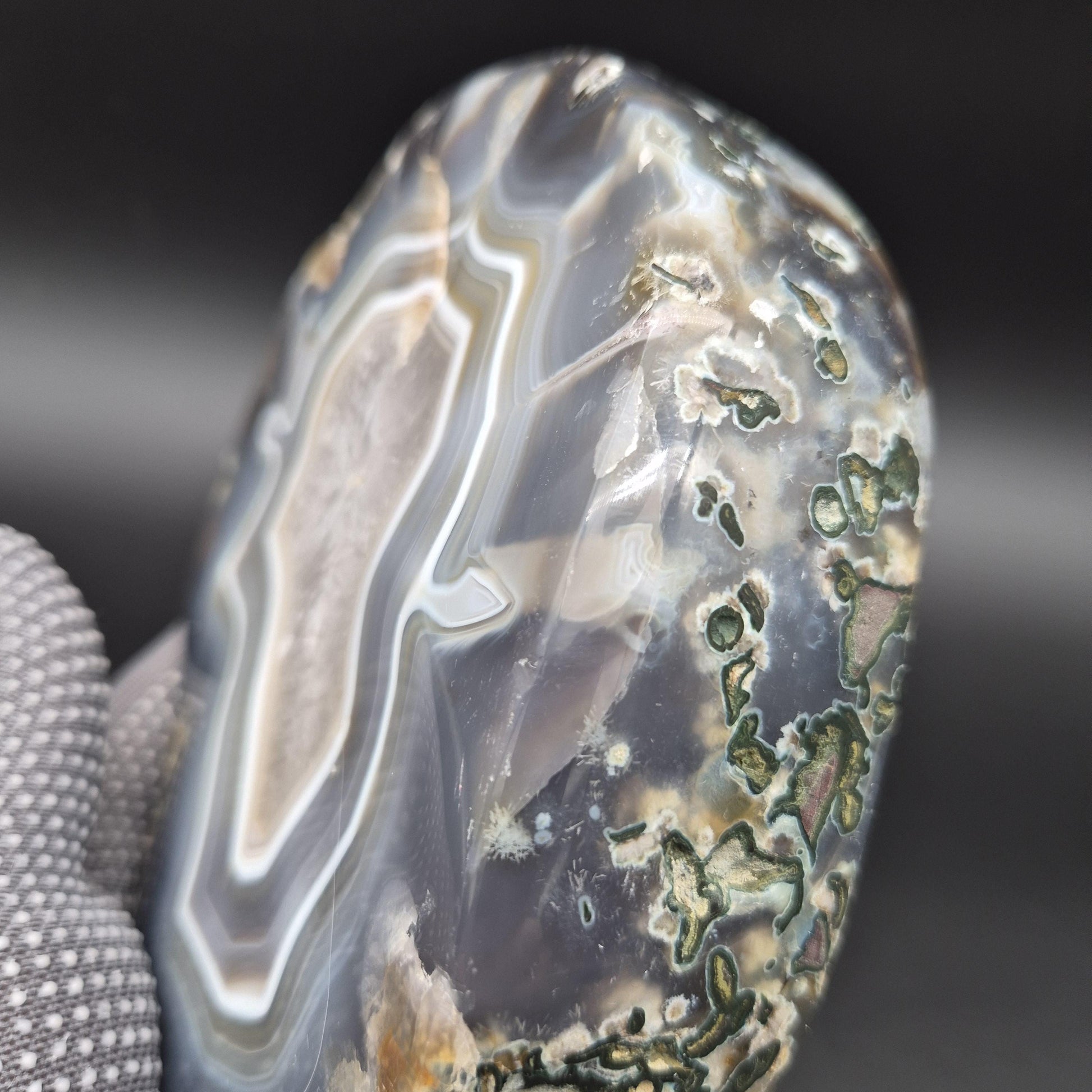 AAA+ Quartz with Blue Banded Agate Fully Polished Uruguay 4 lbs Crystal Hoarder Crystal Hoarder